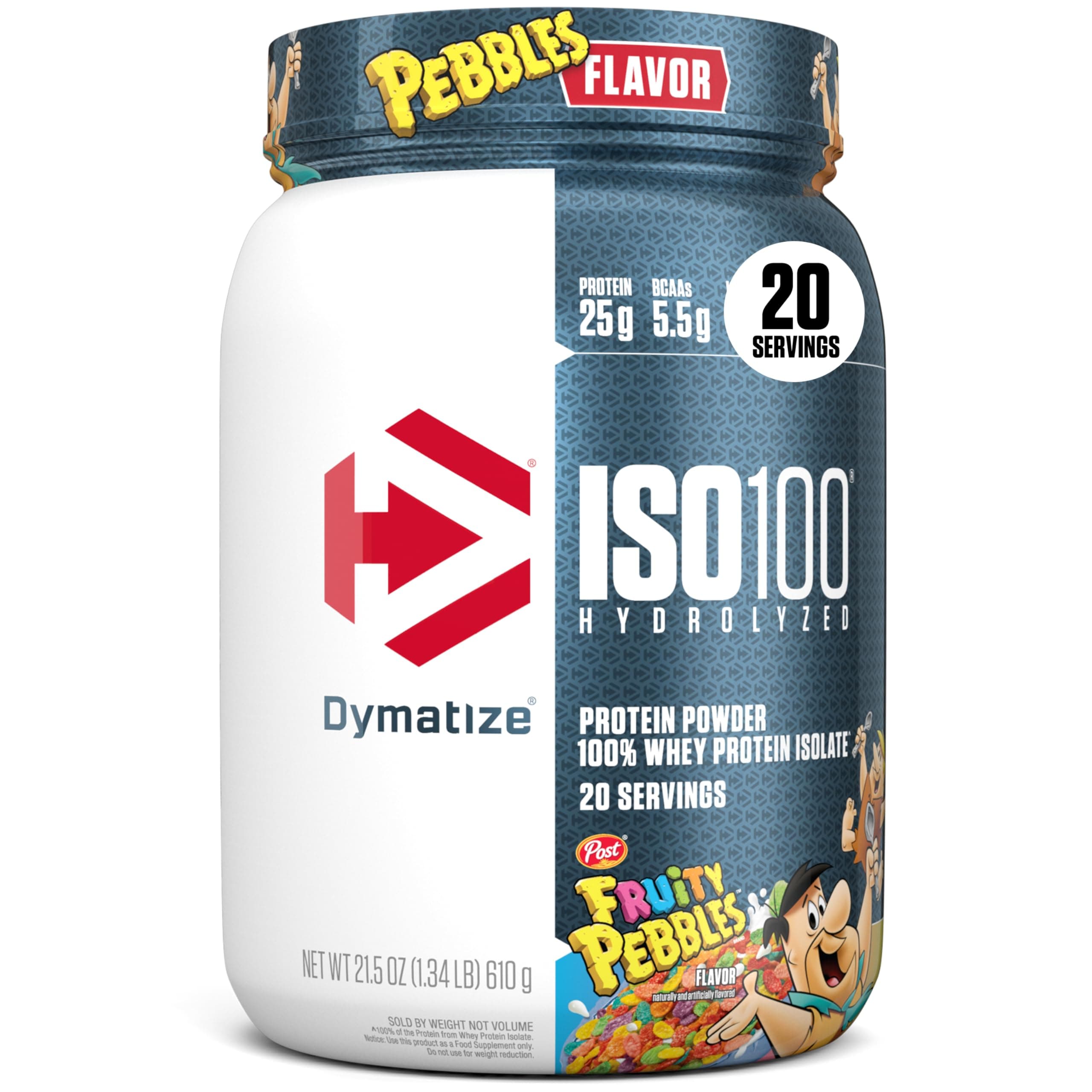 Dymatize Nutrition ISO100 Hydrolyzed Whey Protein Isolate,20 Servings, 25 G Protein (610 G, Fruity Pebbles)
