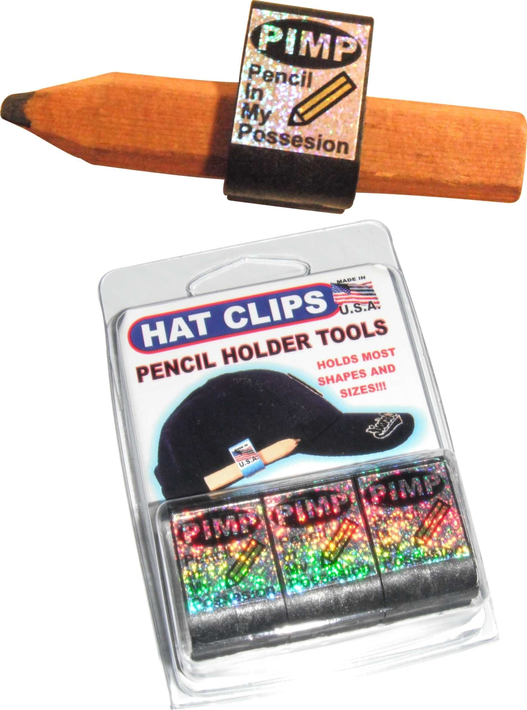 Hat PIMP CLIP Pencil Holder Tools for golf or carpenter pencils and more! These clips look as great as they perform! 3 PACK of GLITTER REFLECTIVE CLIPS