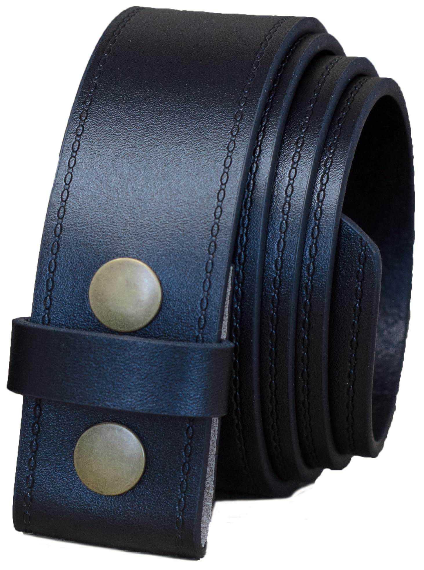 Ashford Ridge Real Leather Press Stud Snap On Belt 40mm Wide Black or Brown
