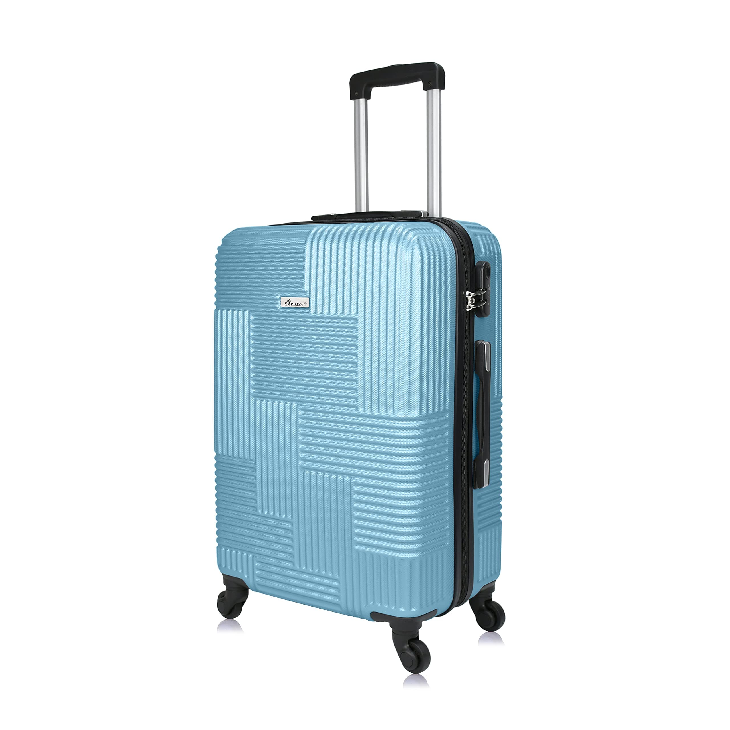 Hard Case Checked Bag 24 Inches Medium Suitcase with Wheels for Unisex – KH110 | ABS Lightweight Hard Shell Luggage with Spinner Wheels 4 (Checked Luggage 24-Inch, Light Blue)