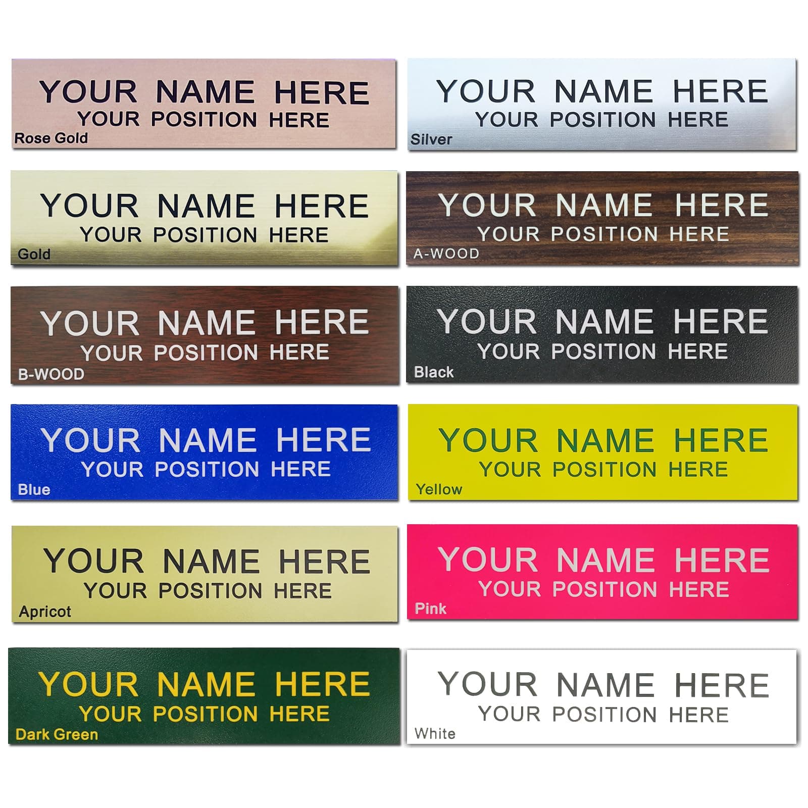Personalized Office Name Plate 2"x 8" Customize Wall Door Sign NamePlate Adhesive Back