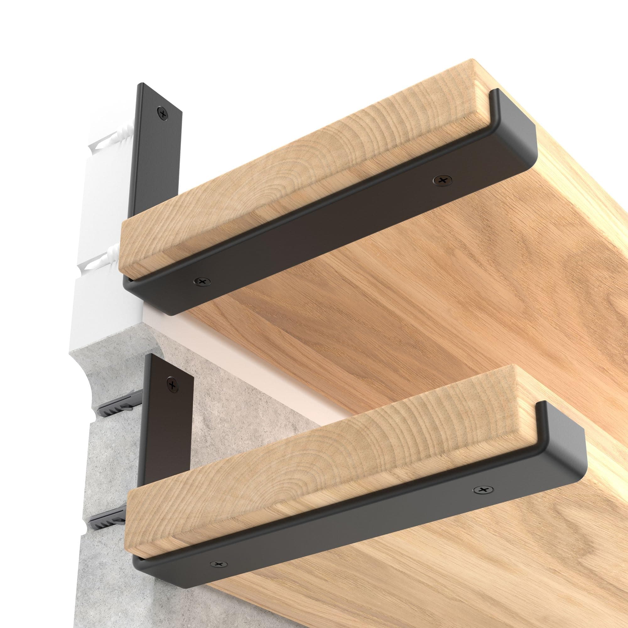 LEOPO 12 inch Shelf Brackets 6-Pack ,1/5 inch Thick Heavy Duty Industrial Bracket for DIY Floating Shelf Support, Black Coated Wall Shelf Support 11.25” x 6” x 1.5”