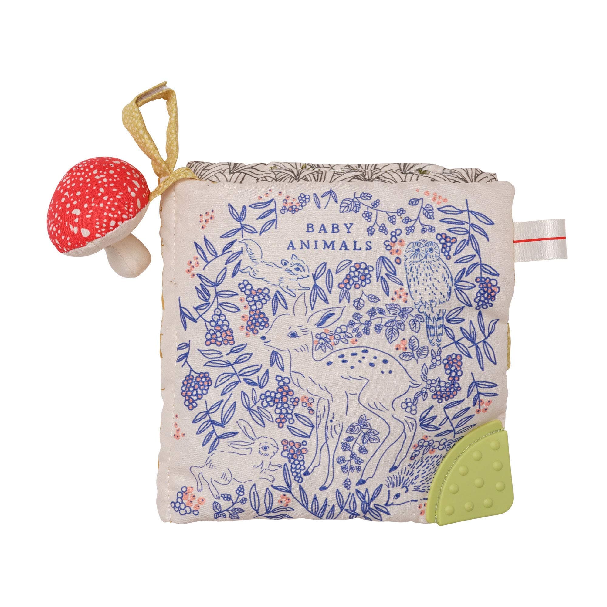 Deer One Soft Activity Crinkle Book & Fold Out Pat Mat for Baby, Toddler with Squeaker, Discovery Mirror and Teether