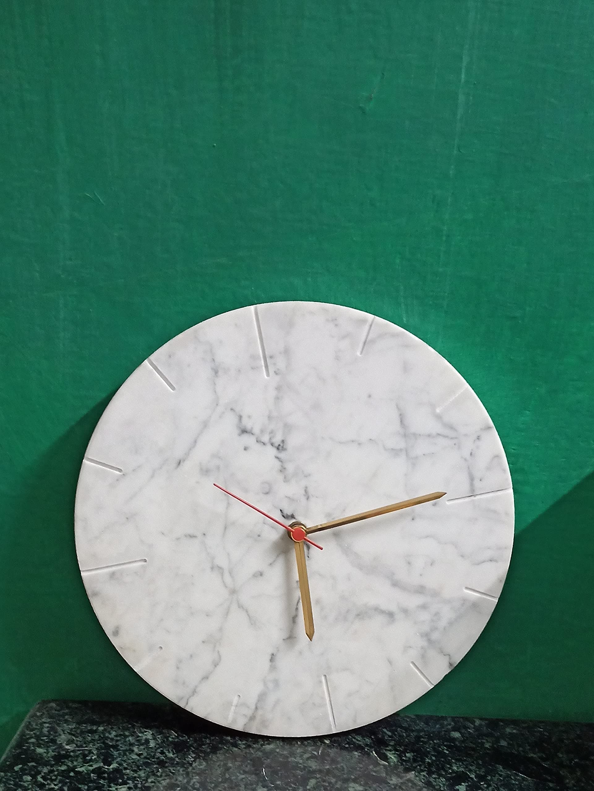 RM Marble Round Wall Clock,White Marble Patterned Silent Round Wall Clock Home Wall Decorative for Bedroom Office School Art(10")