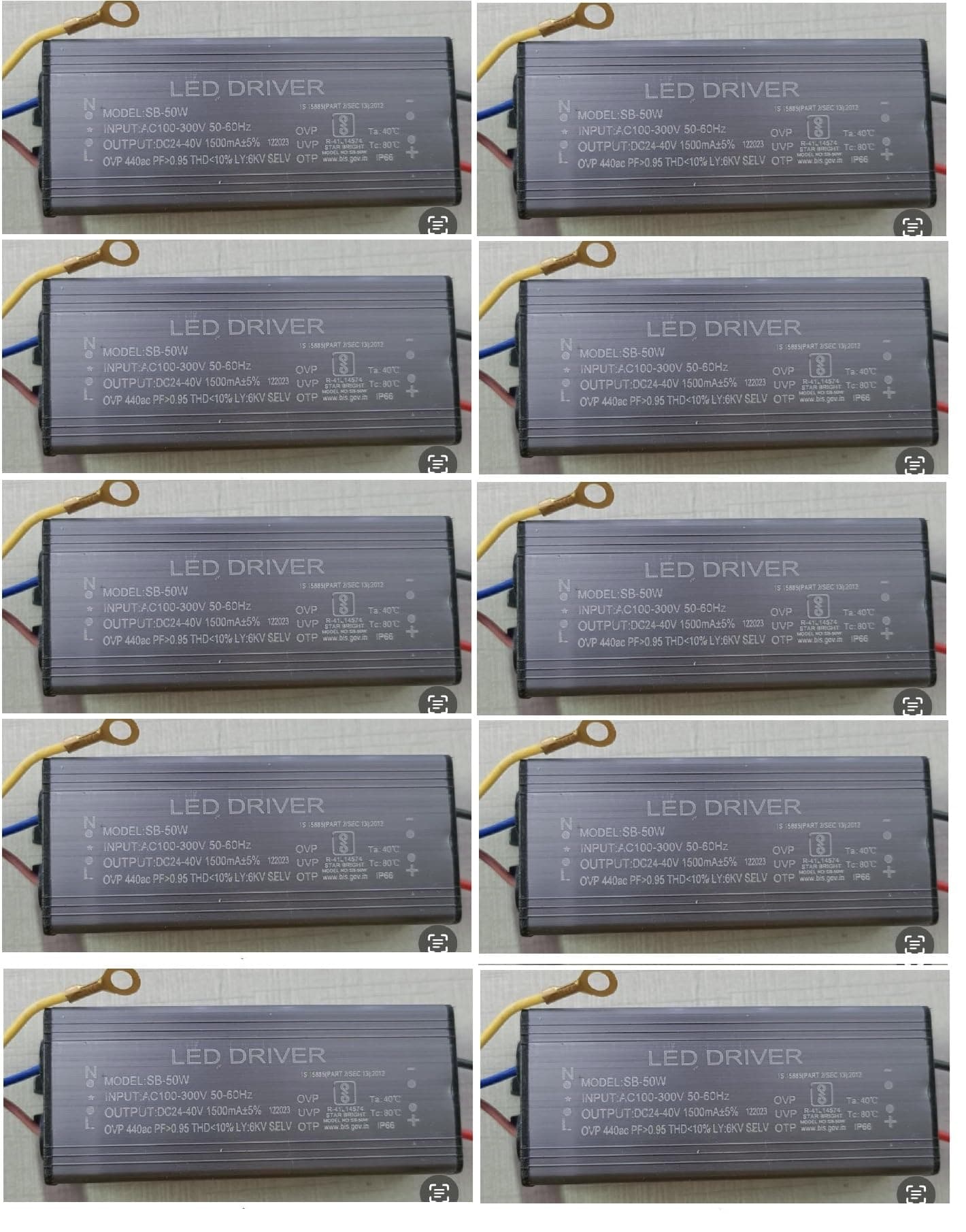 10 Quantity, 50W 1500mA, LED Flood Light Driver, Input AC 100-300V, 50-60HZ, Output DC 24-40V, Used For Repair 50W 150W 200W 100W 400W Flood Lights