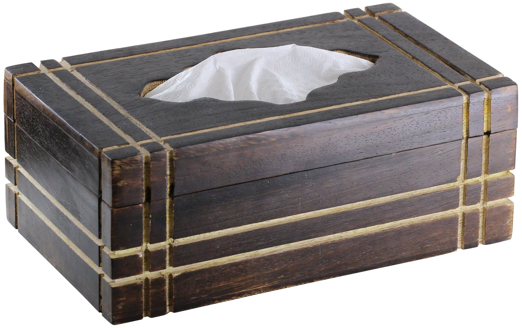 SouvnNear 17" Rectangular Wooden Tissue Box Cover Made in Mango Wood – Fits 2 Ply, 160 Count Kleenex Tissues