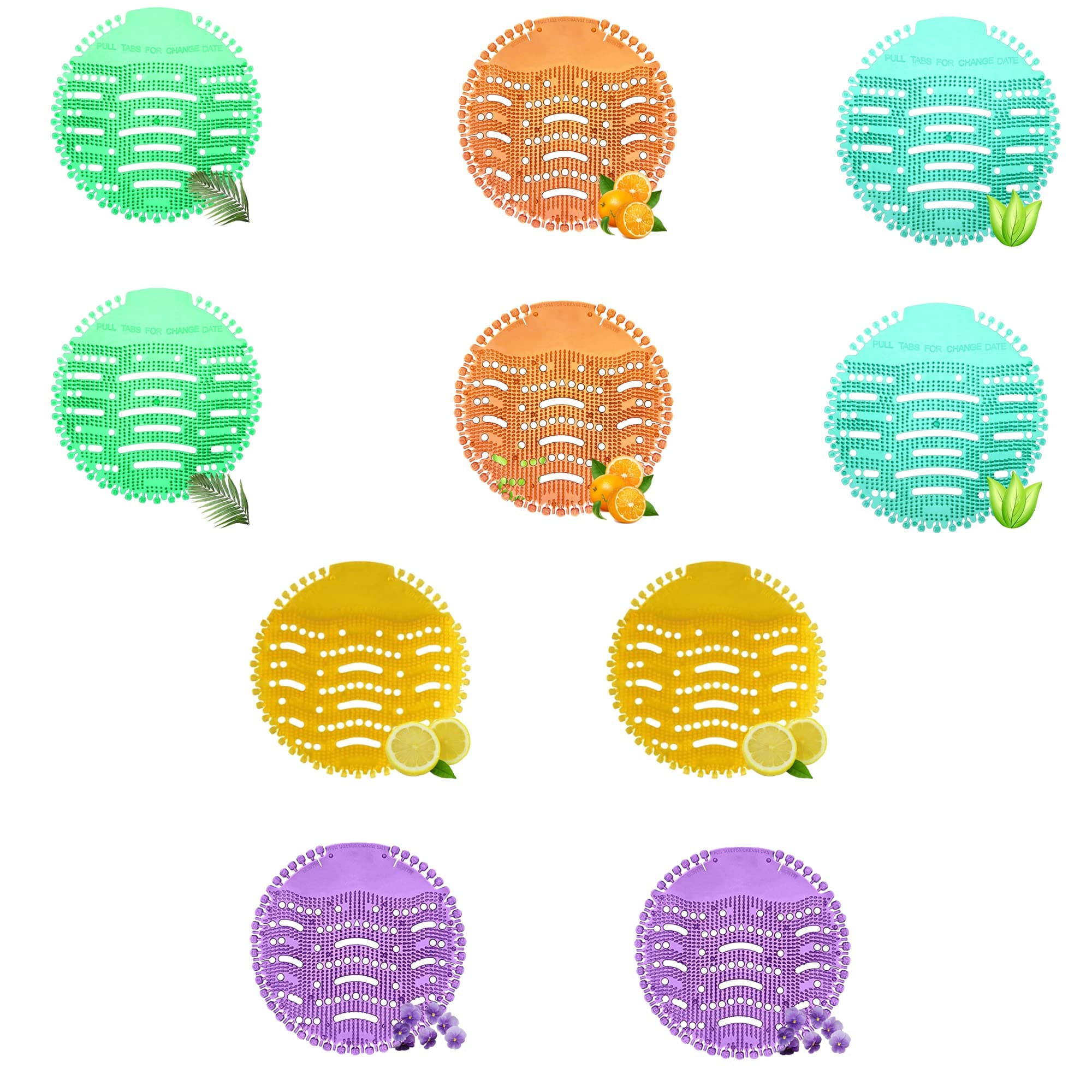 Fresh n Clean Urinal Screen Mat - 10 Pcs Set (Exciting New Fragrances Which Last for 30 Days)/Screen Mats with Fragrance for Bathroom and Toilet Use Urinal Screen Rubber Mats