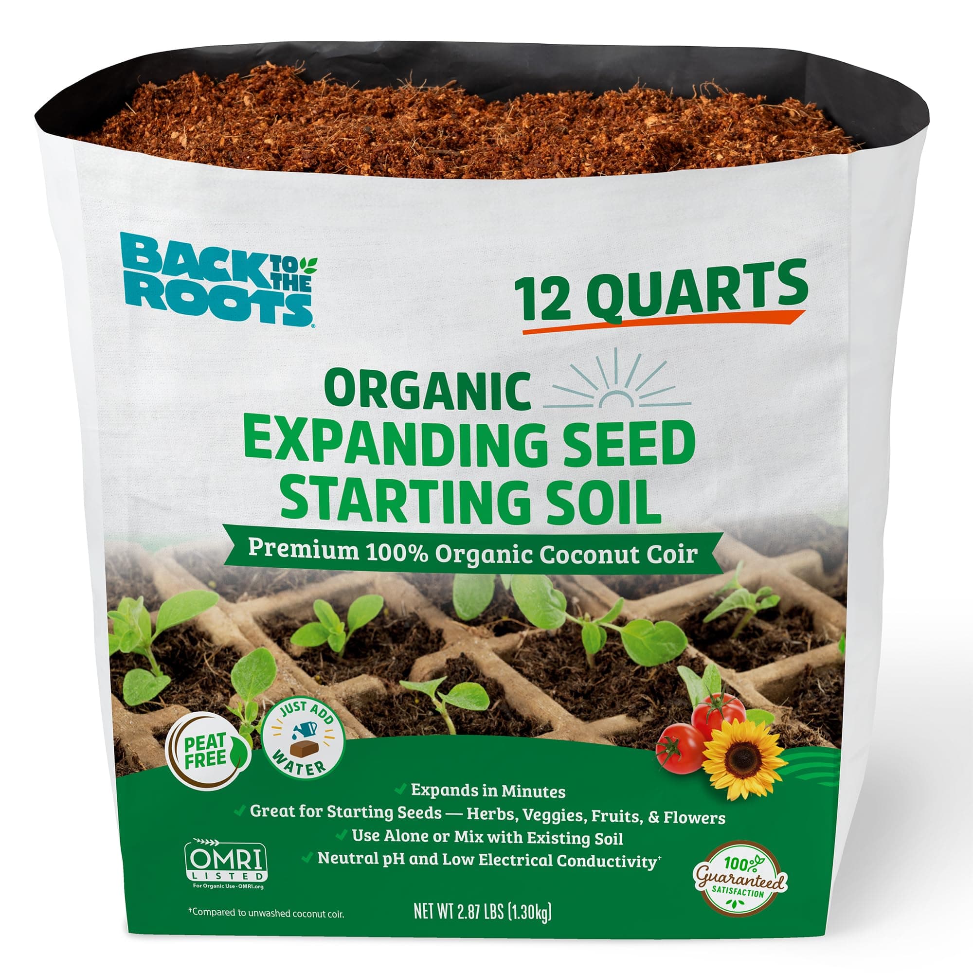 Organic Seed Starting, Compressed Block expands to 12 Quarts, Made for Herbs, Veggies, Flowers