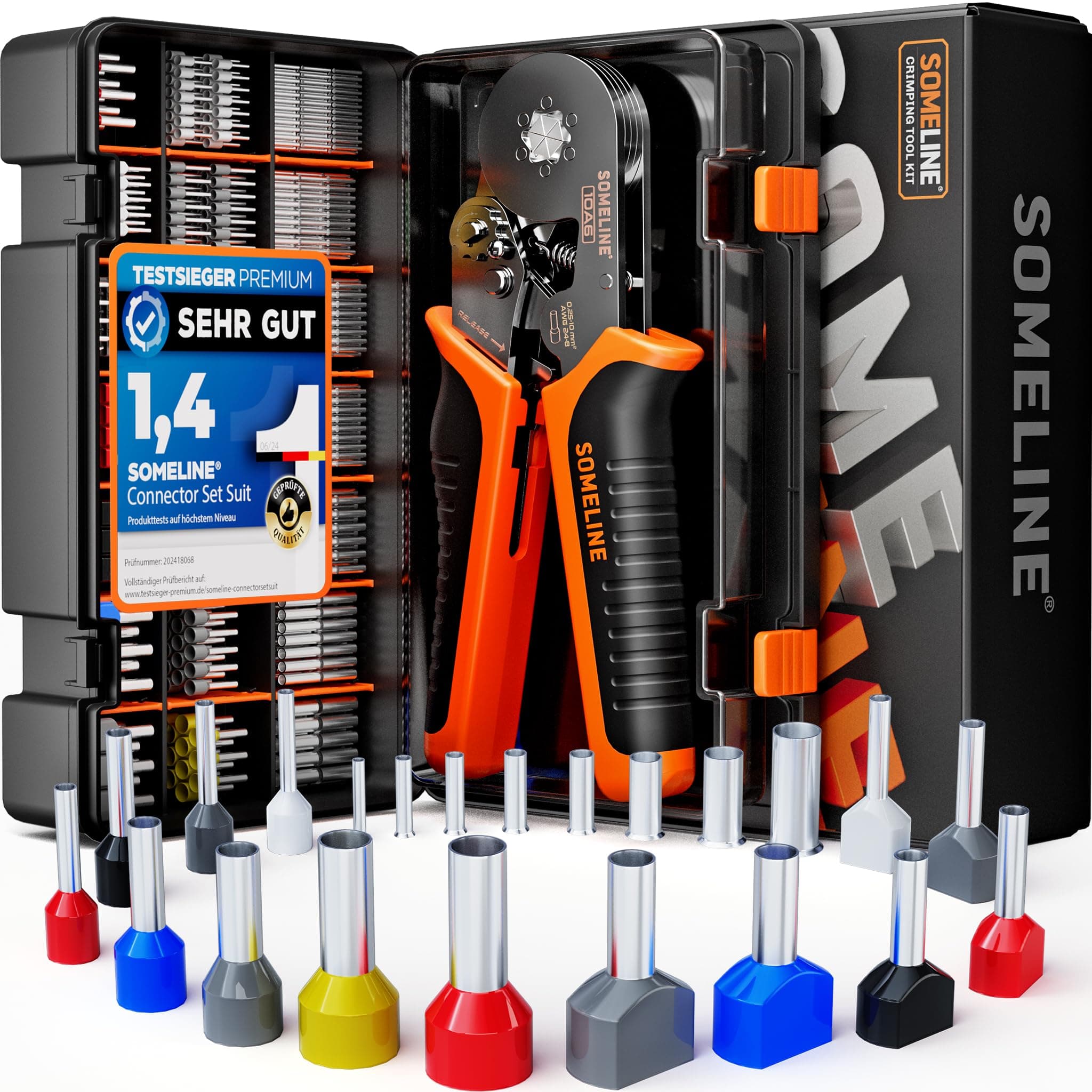 Crimping Tools Set with 21 Types of Ferrules - Hexagonal Ferrule Pliers 0.25-10mm²(AWG 24-8) I Electricians Tools, Crimper, Crimping Pliers, Wire Crimping Tool, Crimping Tool