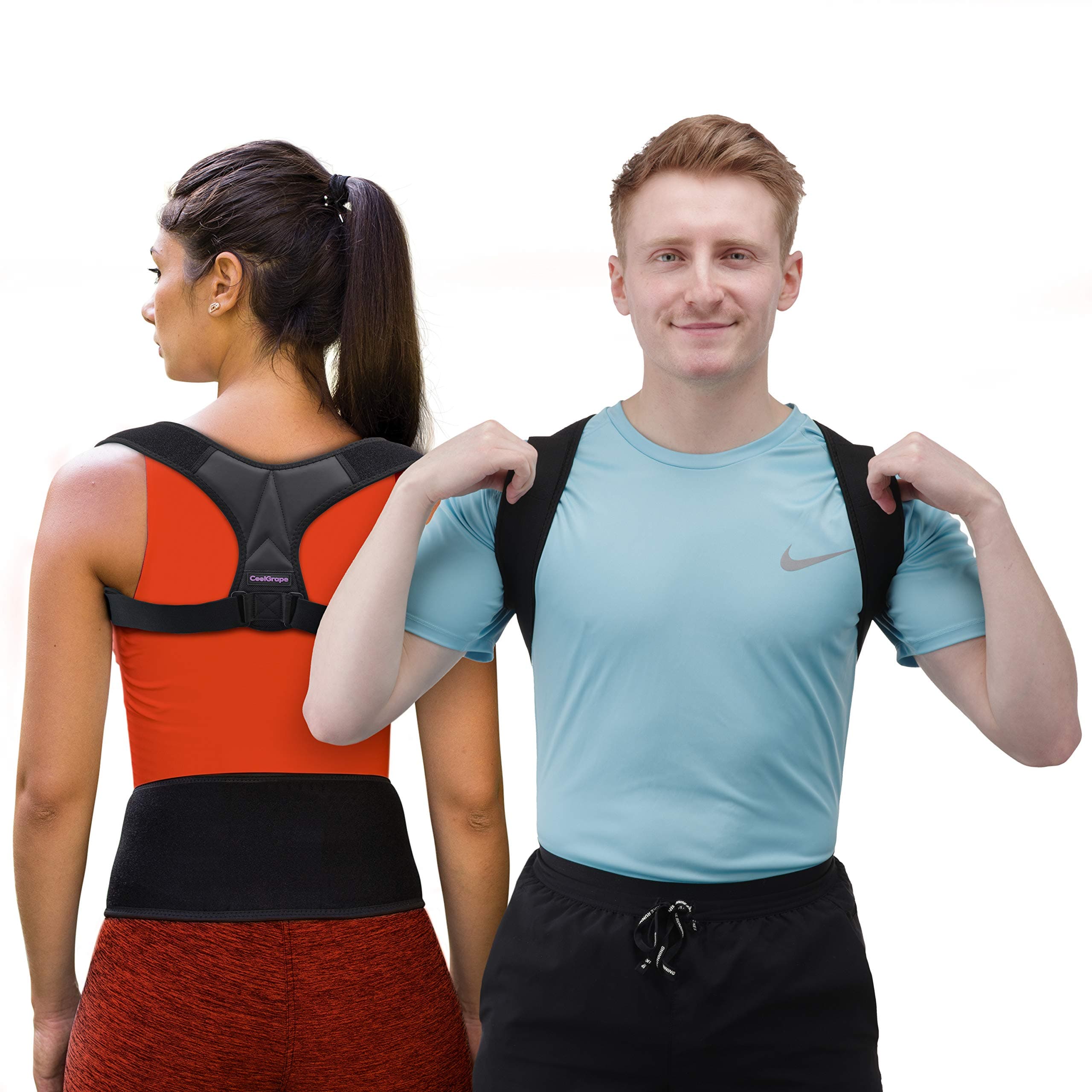 CoolGrape Posture Corrector – Posture Brace Universal Fit – Lightweight and Breathable Back Brace for Posture – UK Design Black Back Posture Corrector Adjustable Back Straightener for Men and Women