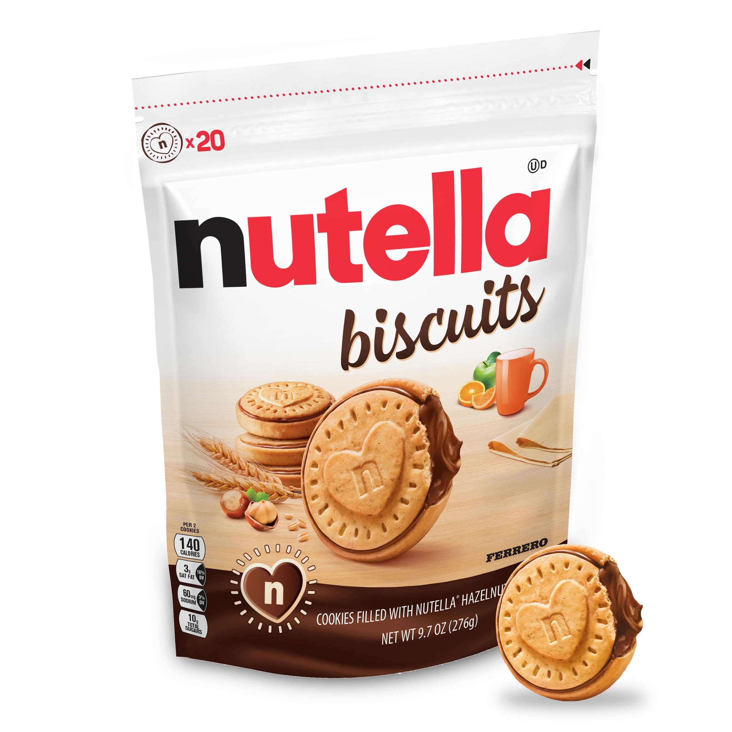 Nutella Biscuits Cookies Filled with Nutella Hazelnut Spread, Sweet Snack Pack, 9.7 oz