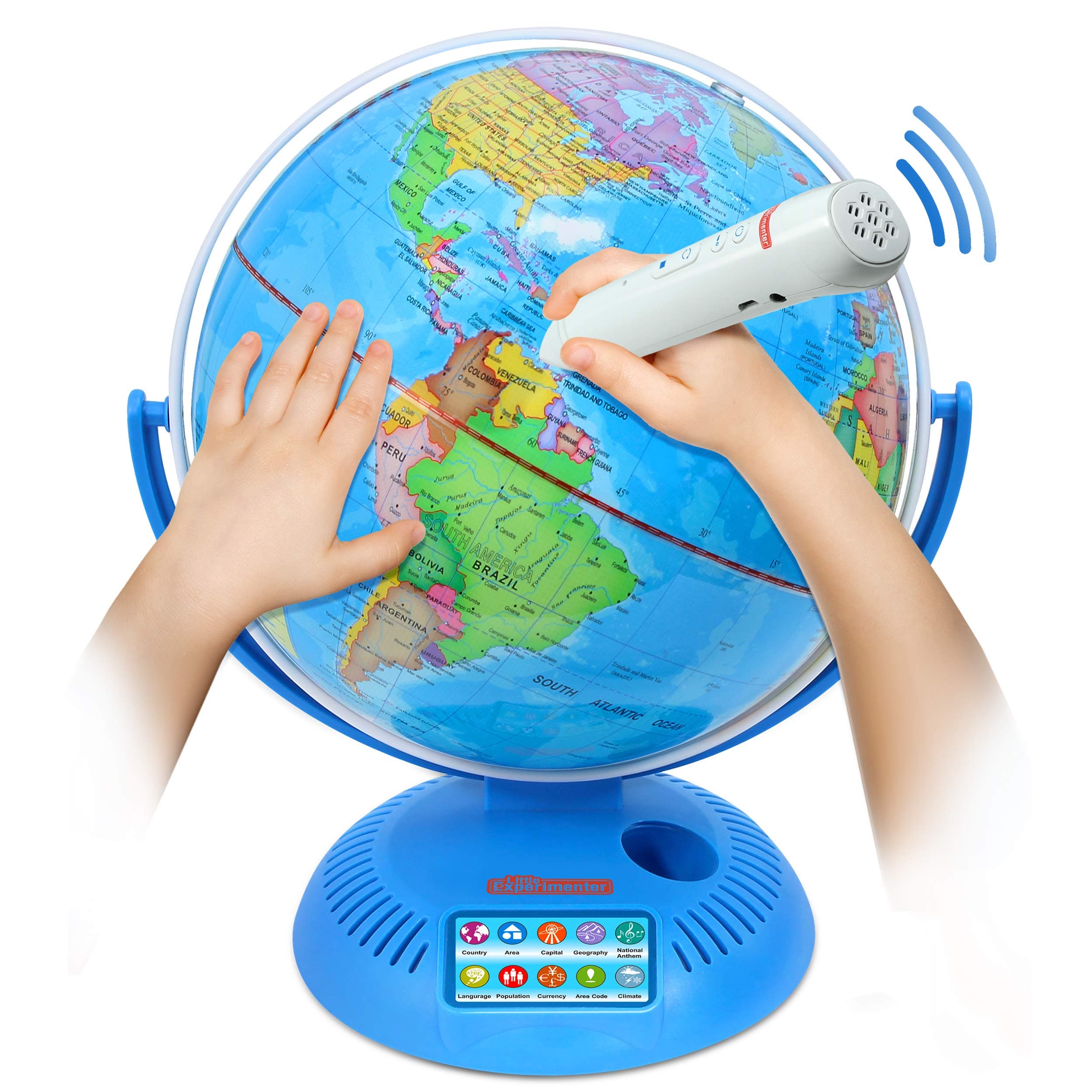 Little Experimenter Interactive Globe for Kids - Smart Pen Included, Educational World Globe with Interactive Maps – 9”