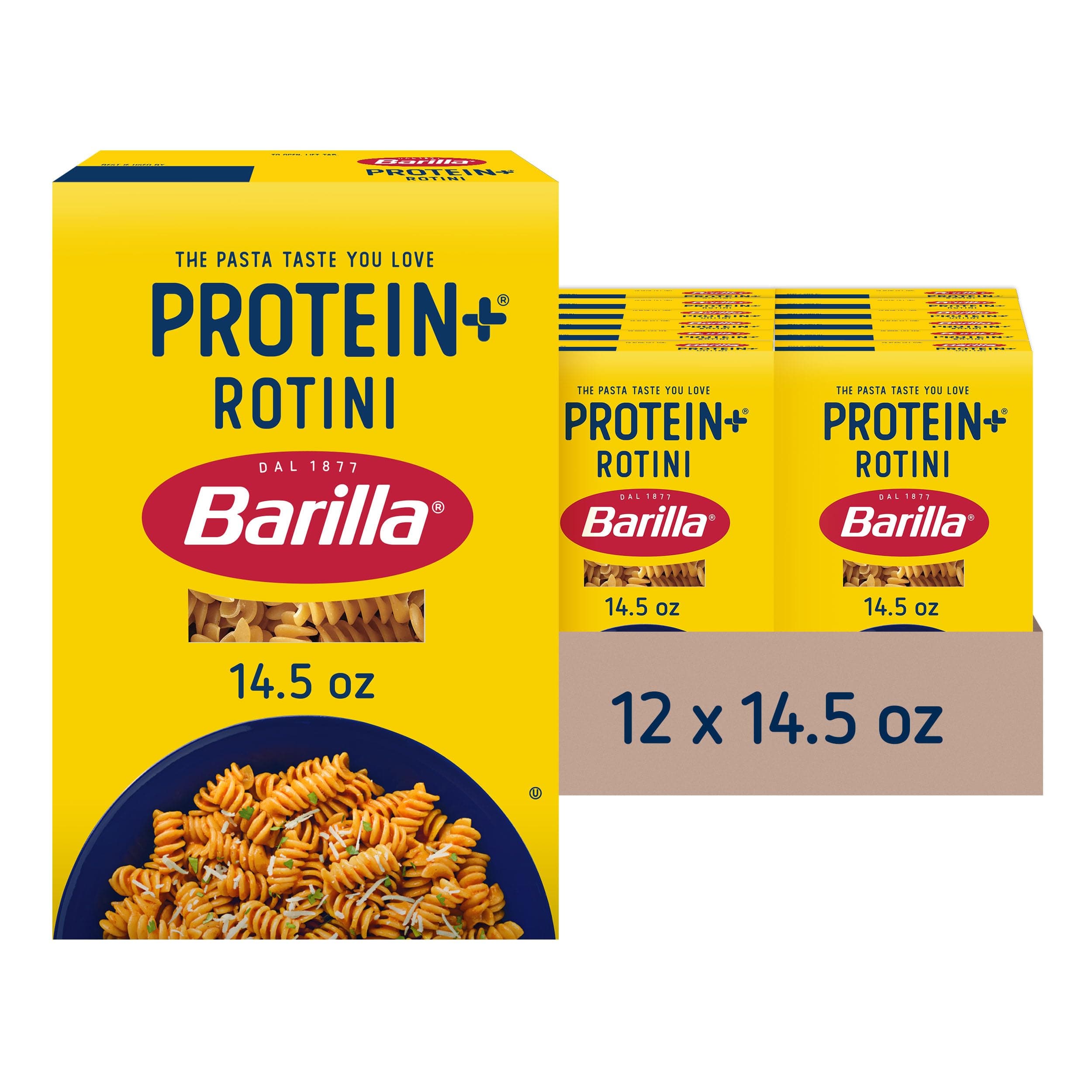 Protein+ (Plus) Rotini Pasta, 14.5 Ounce (Pack of 12) - plant based - Made from Lentils, Chickpeas & Peas - Non-GMO, Kosher Certified