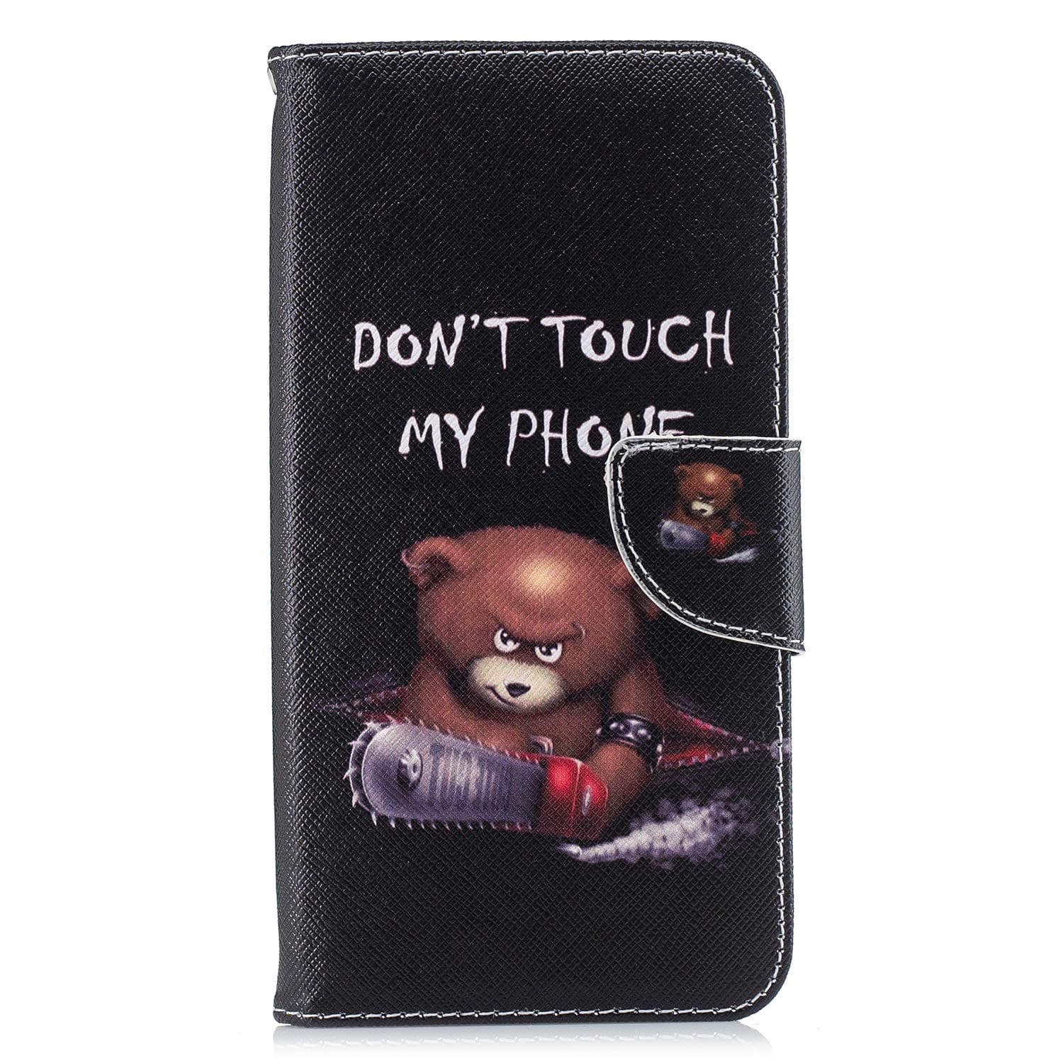 Thoankj Nokia 1 Plus Case 2019, Shockproof Premium Slim PU Leather Flip Pouch Wallet Silicone Cover with Magnetic Stand Card Holder Slot Protective Phone Cases for Nokia 1 PlusChainsaw Bear