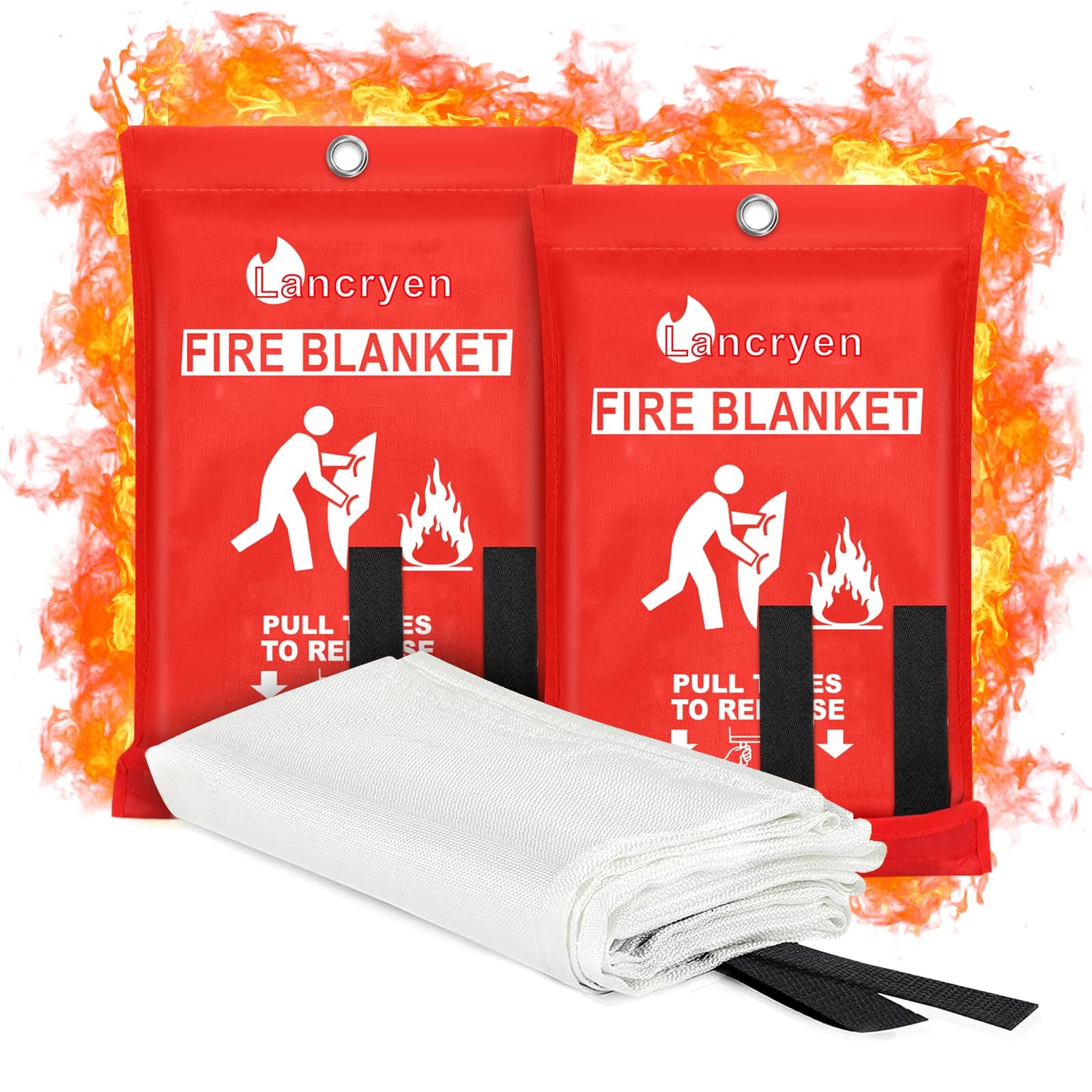 2024 Emergency Fire Blanket, 2 Pack Extinguisher, Flame Retardant Suppression Blanket for Home, Kitchen, School, Grill, Car, Office, Warehouse (40" x 40")