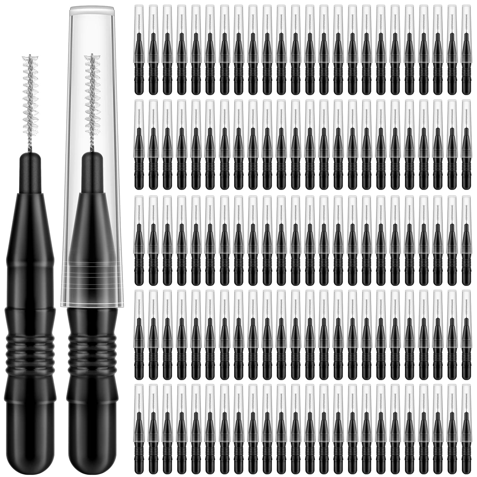120Pcs Micro Eyebrow Brush with Cap Brow Lamination Brush Spoolies for Brow Eyelash Brush Lash Filler & Lift And Tint Tools for Brows and Lashes Comb Extensions