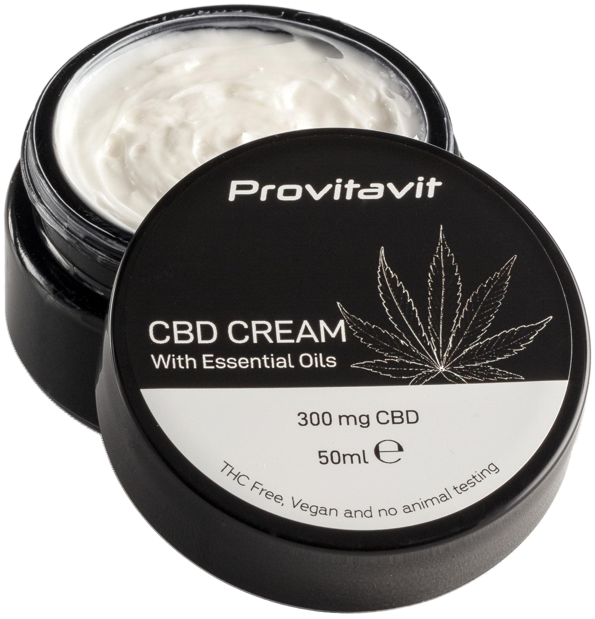CBD Cream - 300 mg CBD per 50 ml - with CBD and Essential Oils - Ease and Soothe Tired and Aching Muscles and Joints - Moisturises Skin - NO THC