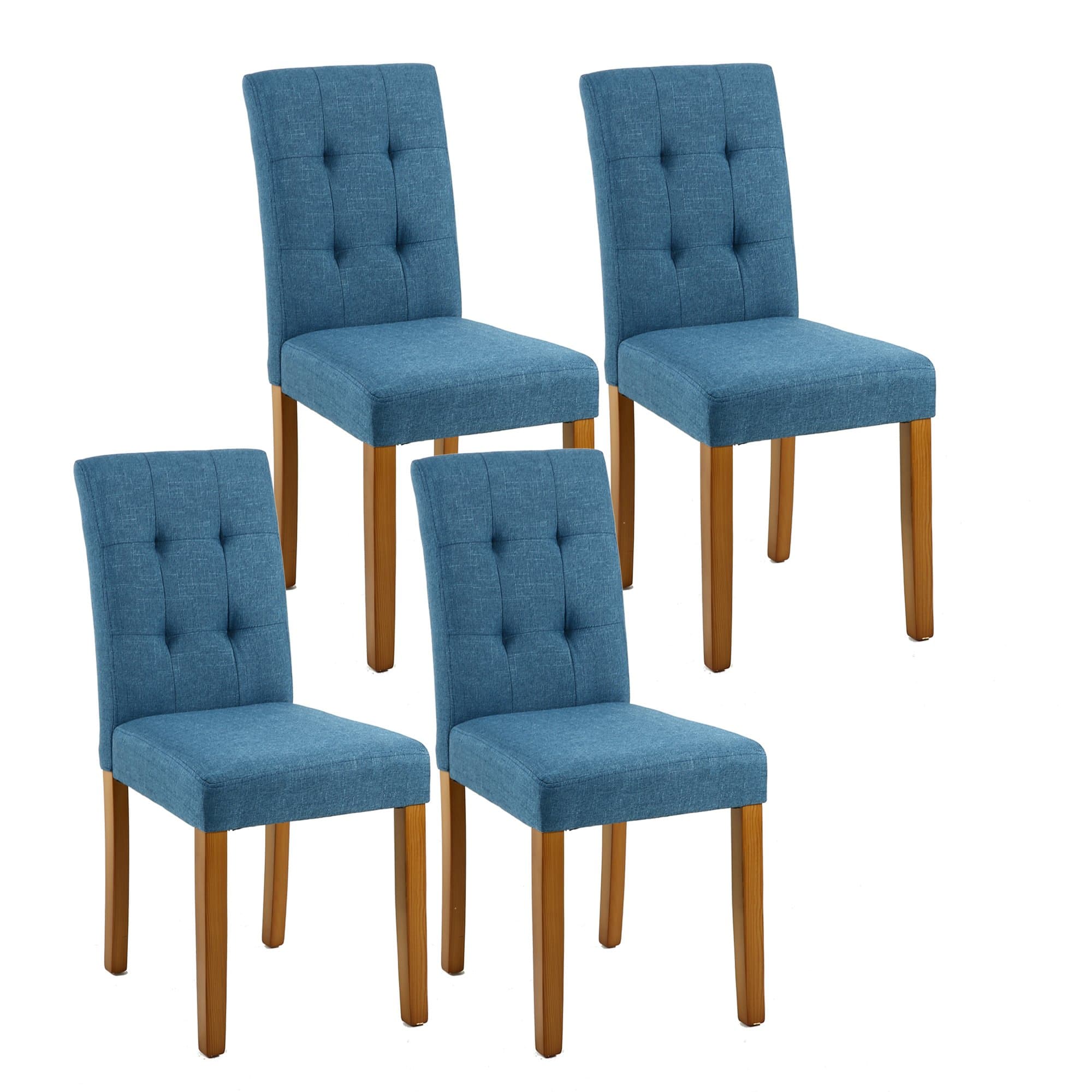 LSSPAID Dining Chairs Classic Fabric Parson Kitchen Chairs for Dining Room,Solid Wood Chairs,Set of 4 (Blue)