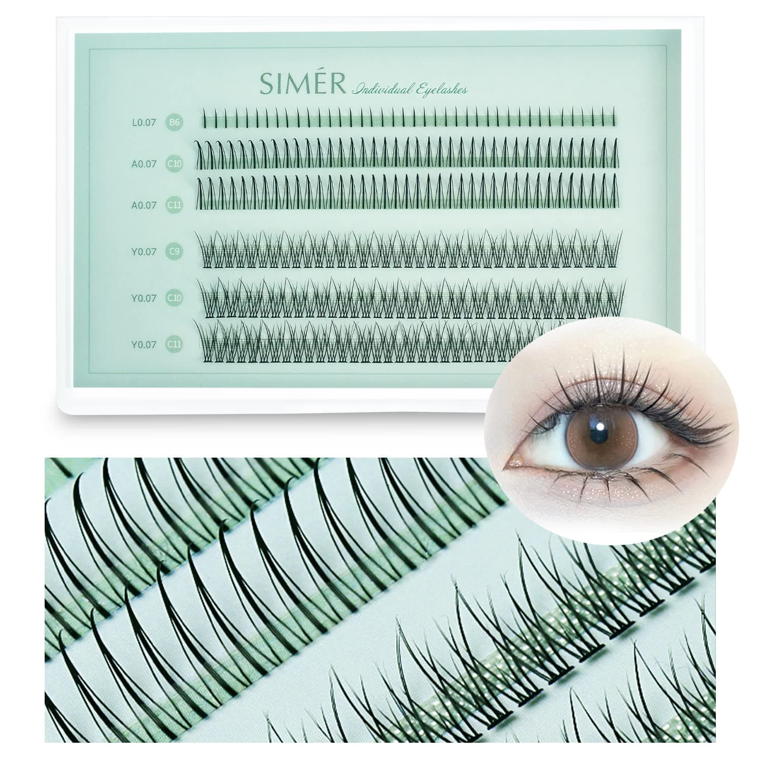 False Eyelashes Individual Lashes 240 Clusters Lashes 3 Types Natural Eyelash Extension Kit DIY 0.07mm Thickness 6-11mm Fishtail Lash & A Type &Bottom Lashes for Make Up Salon