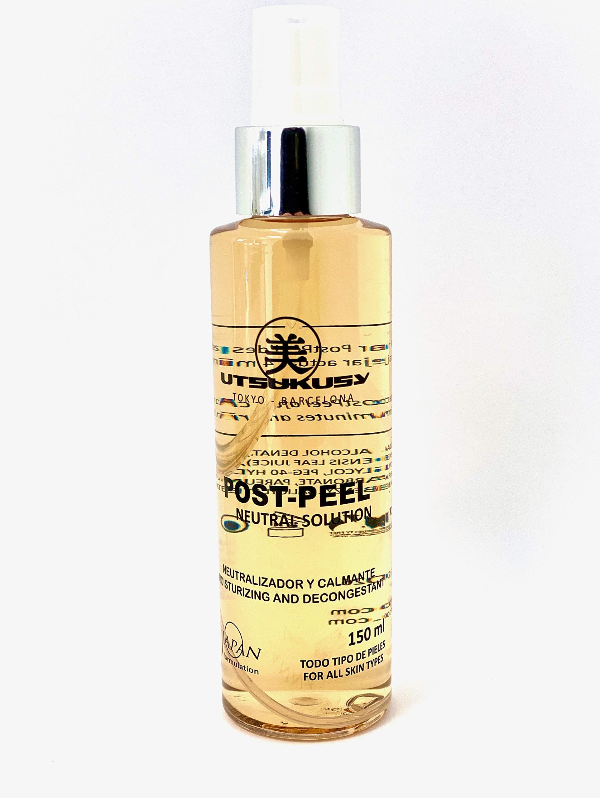 Post peel solution neutralization solution, for neutralization after a chemical peel such as a fruit acid peel to stop the peeling process.