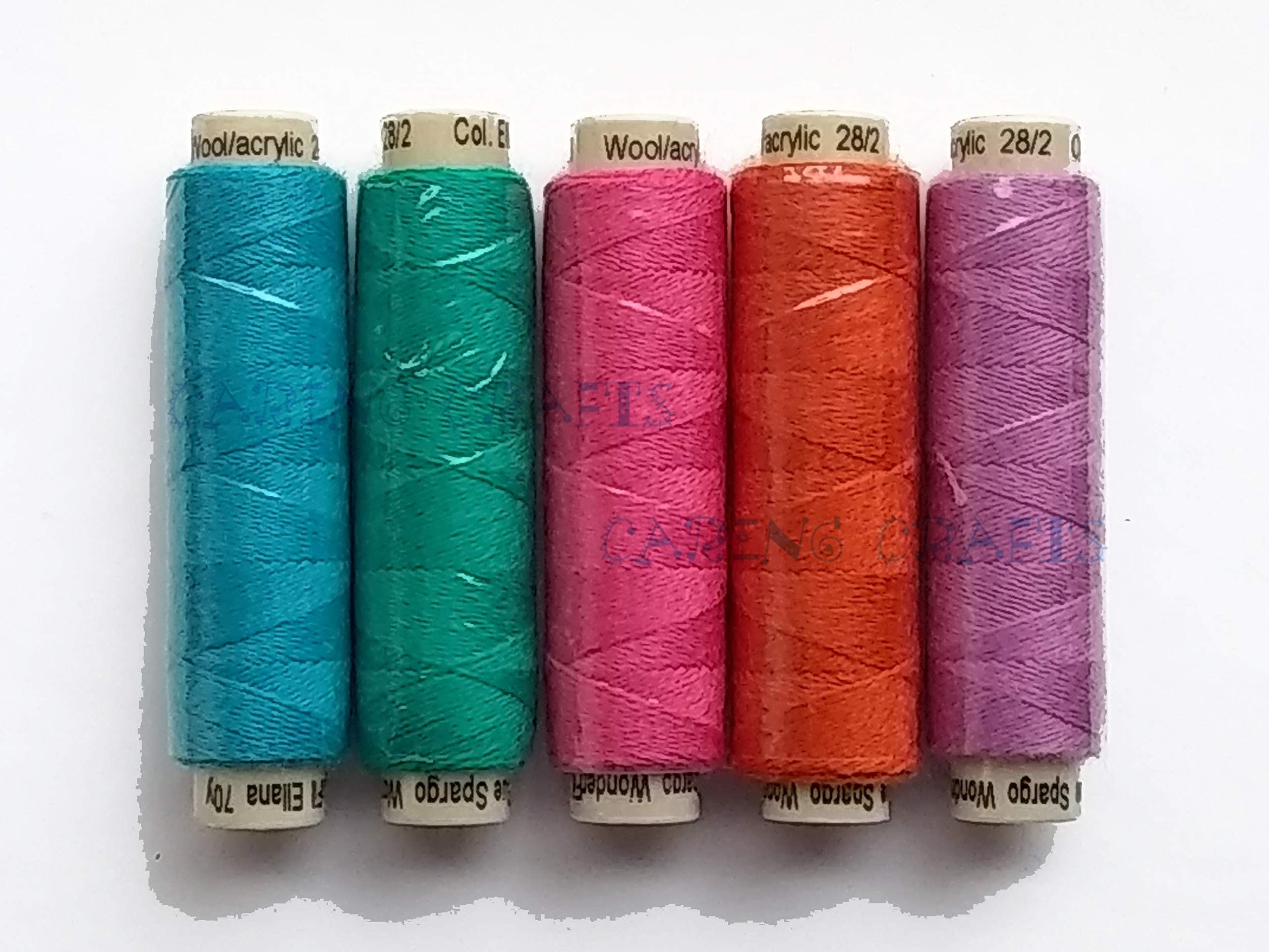 Sue Spargo Ellana Wool Blend Thread for Embroidery - Five 70-Yard Spools, Matches The ''Flower'' Colorway 3 Wool Applique Pack