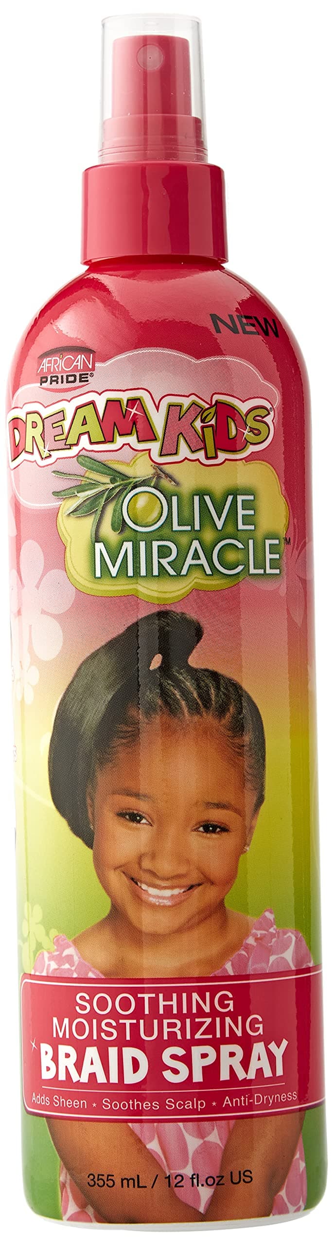 Dream Kids Olive Miracle Moisturizing Braid Spray - Helps Strengthen & Protect Hair, Excellent for Braids, Twists, Locks & Natural Styles, 12 Oz