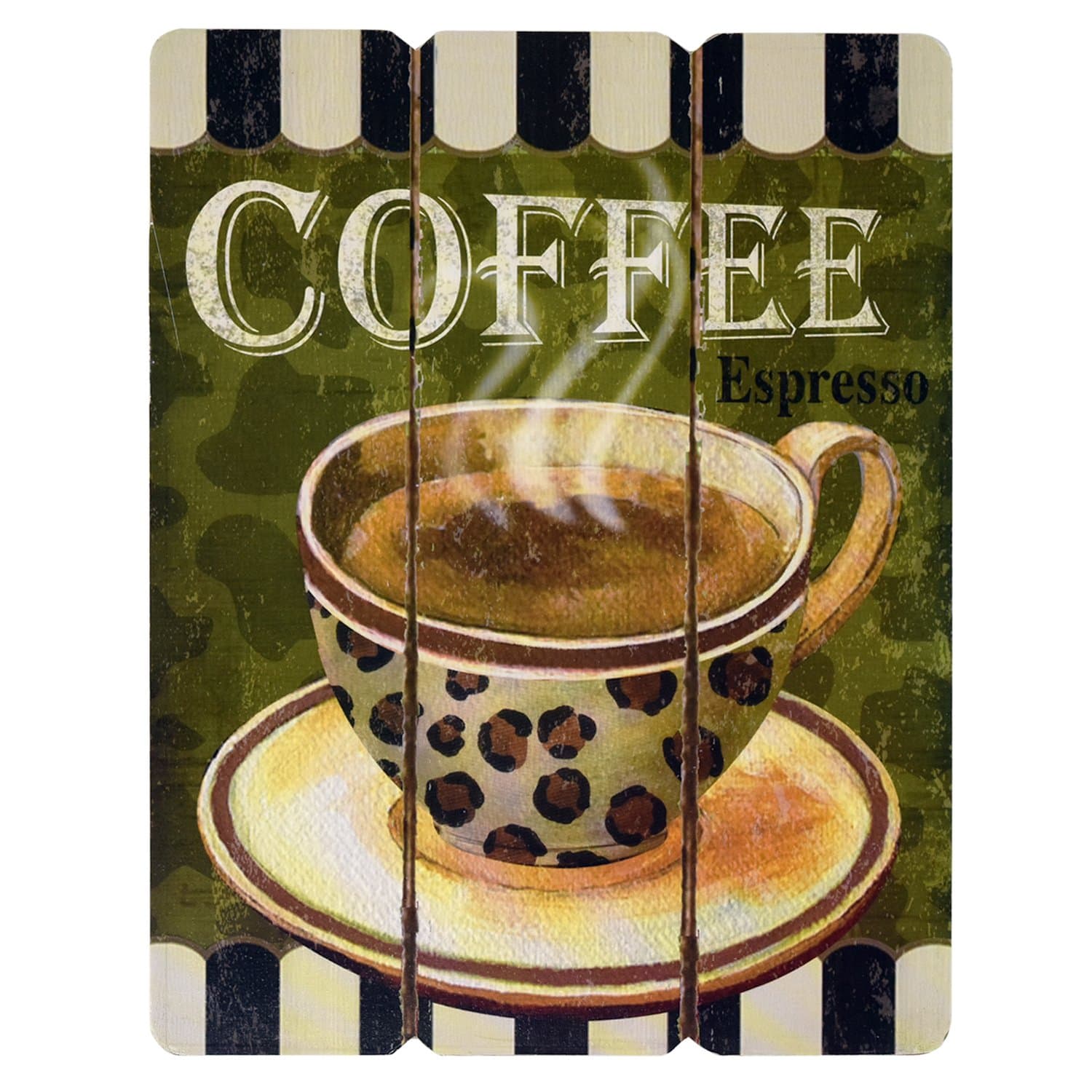 bpaCoffee House Cup Mug Cafe Latte Java Mocha Wooden Hanging Wall Art Home Decor, Set of 3 Modern Paintings For Office Bedroom Kitchen Living and Dining Room Accessories