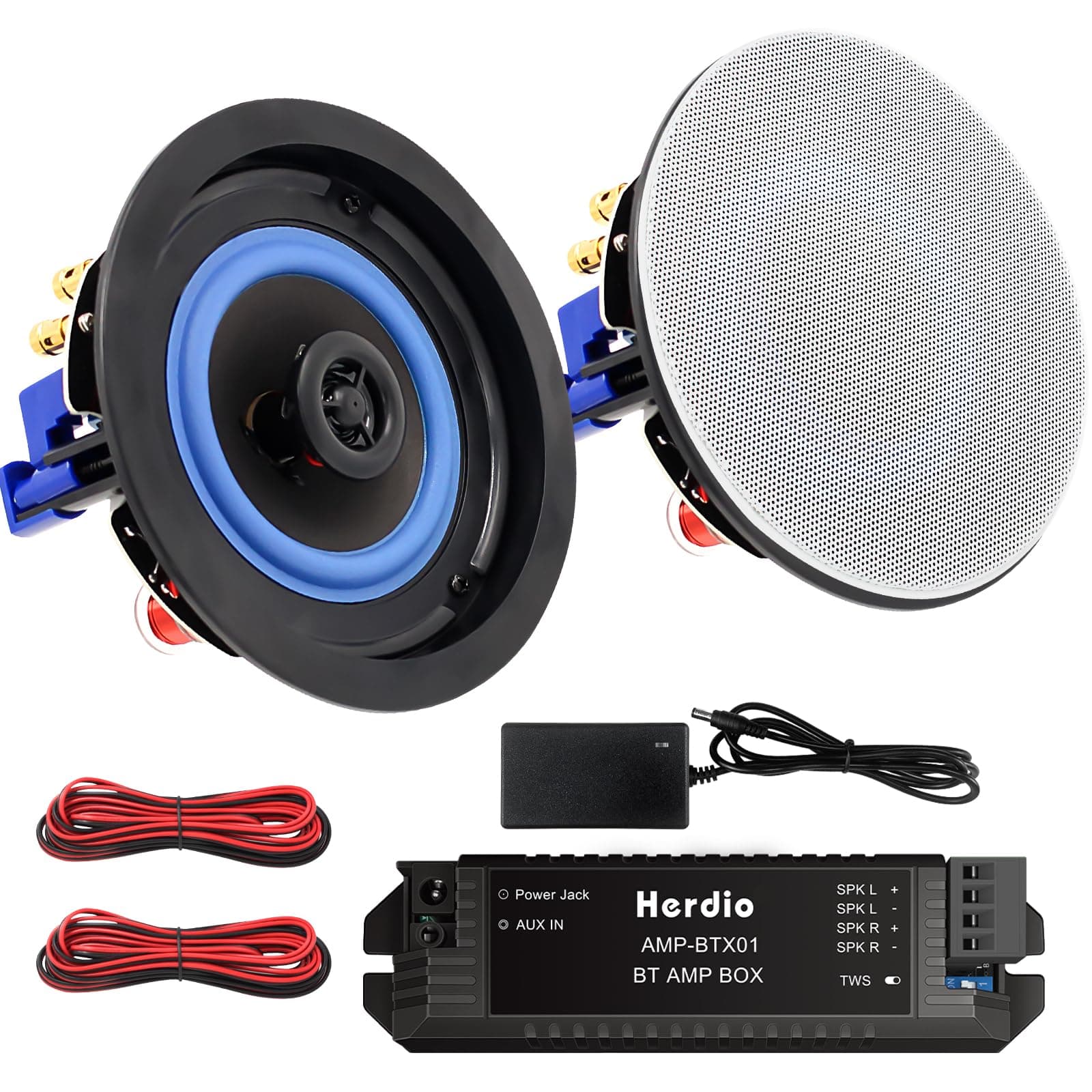 4 Inches Ceiling Speakers Wall Mounted Speaker Amplifier Water Resistant Ceiling Speakers For Bathroom Home Kitchen Bedroom,compatible with Bluetooth