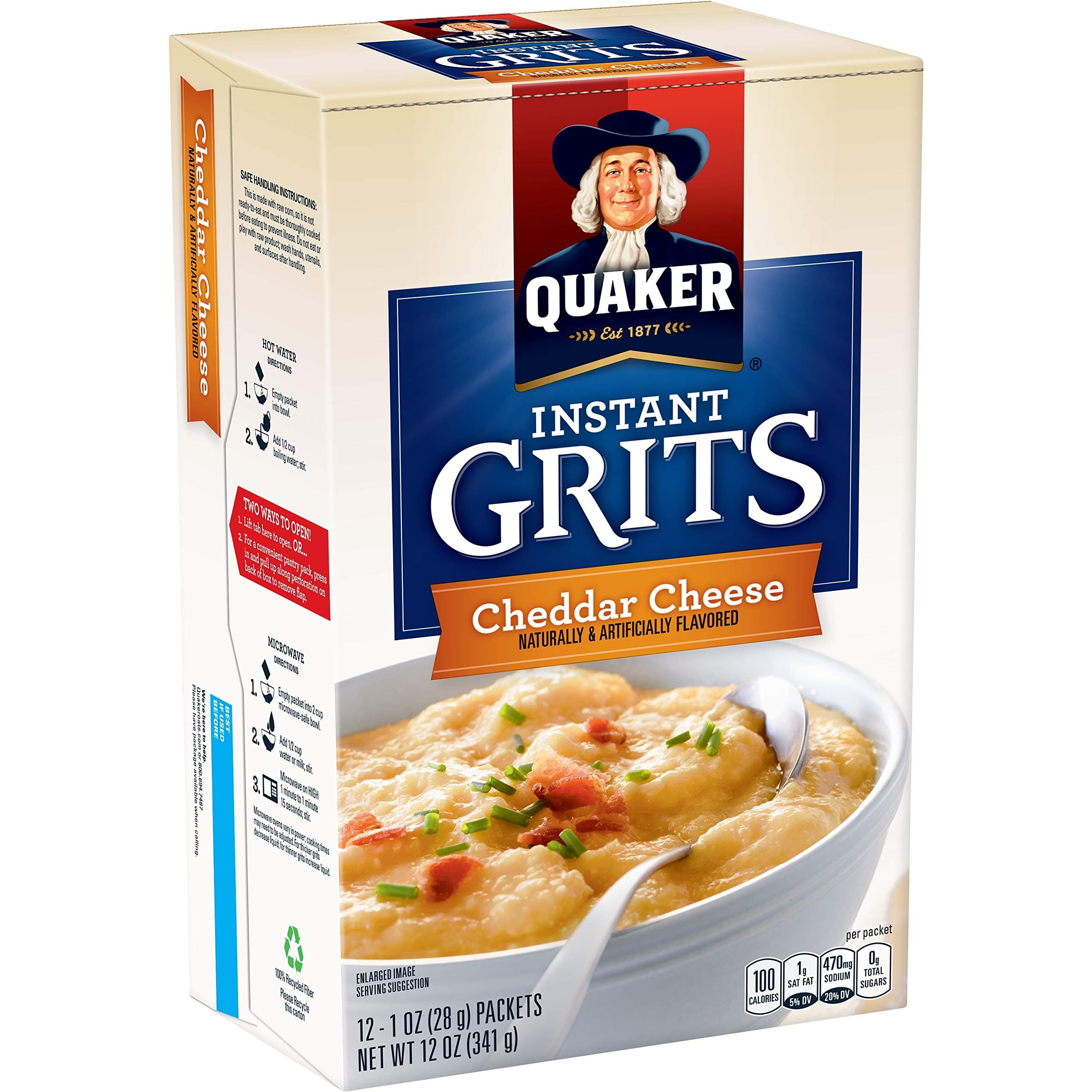 QuakerInstant Grits, Cheddar Cheese Flavor, 12 Packets
