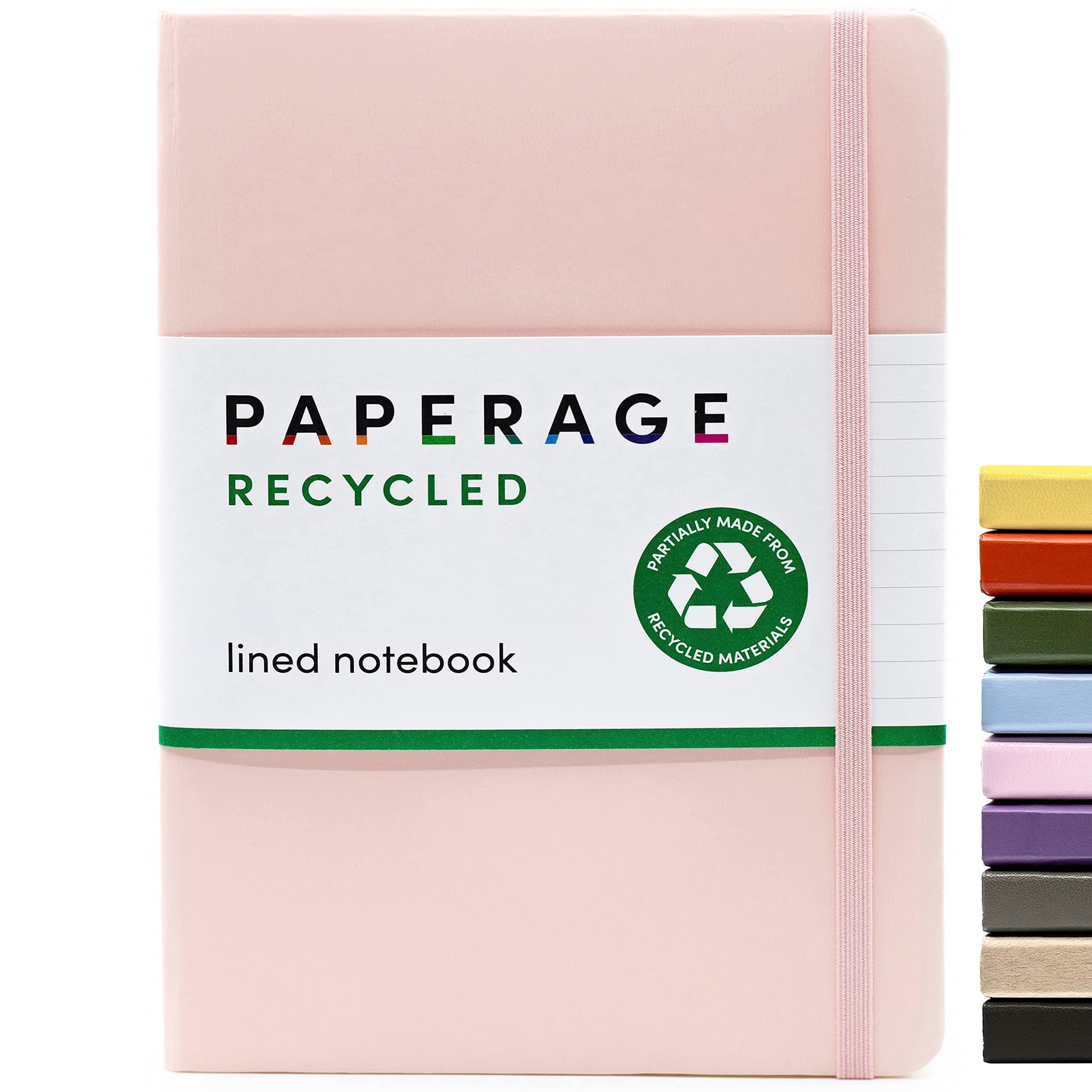 PAPERAGE Recycled Lined Journal Notebook, (Pink Blush), 160 Pages, Medium 5.6 inches x 8 inches - 100 GSM Thick Paper, Hardcover