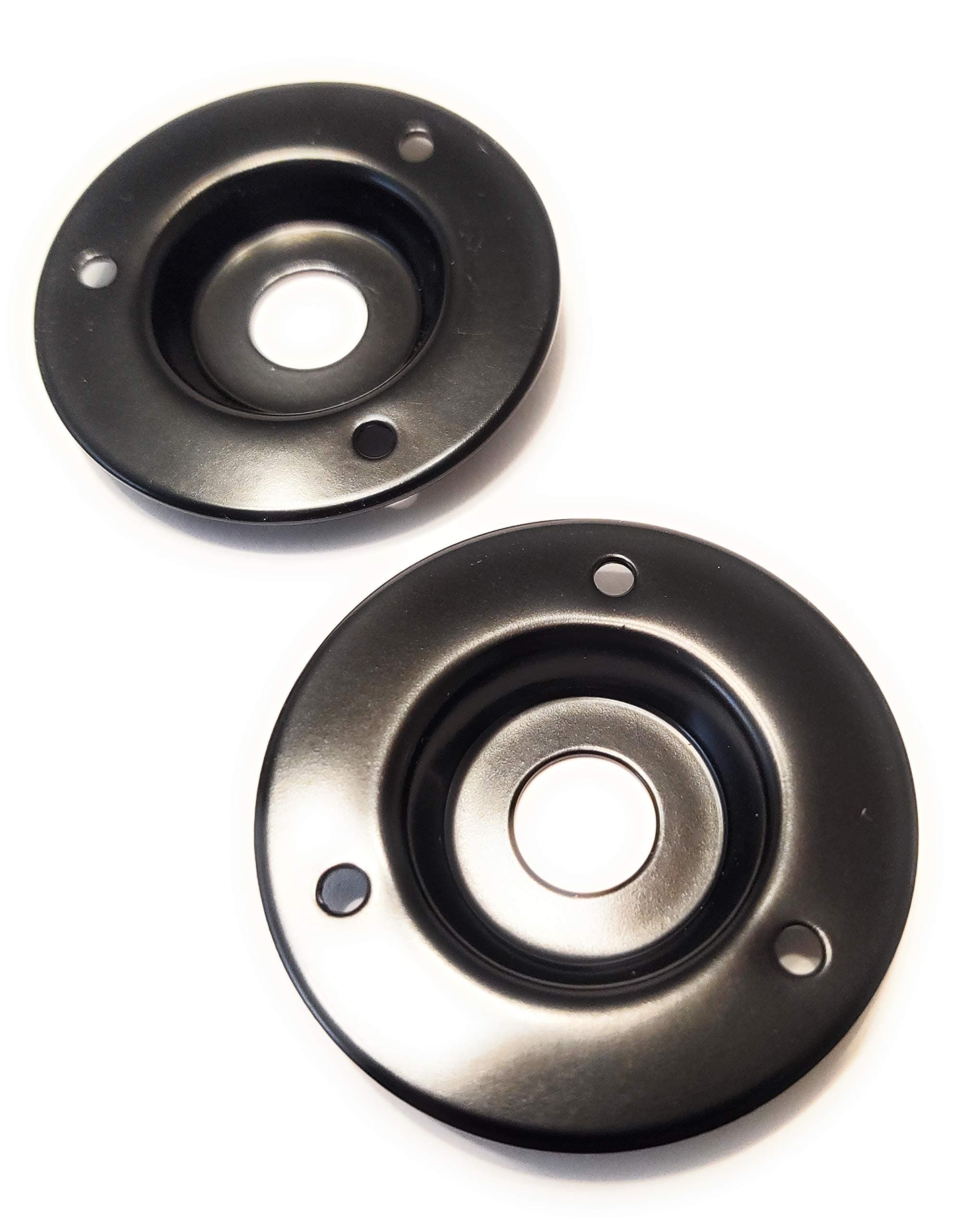 2 Pack Round Metal Speaker Jack Plates for Amplifier Cabinets 1/4 inch Black Finish 2 inch Diameter