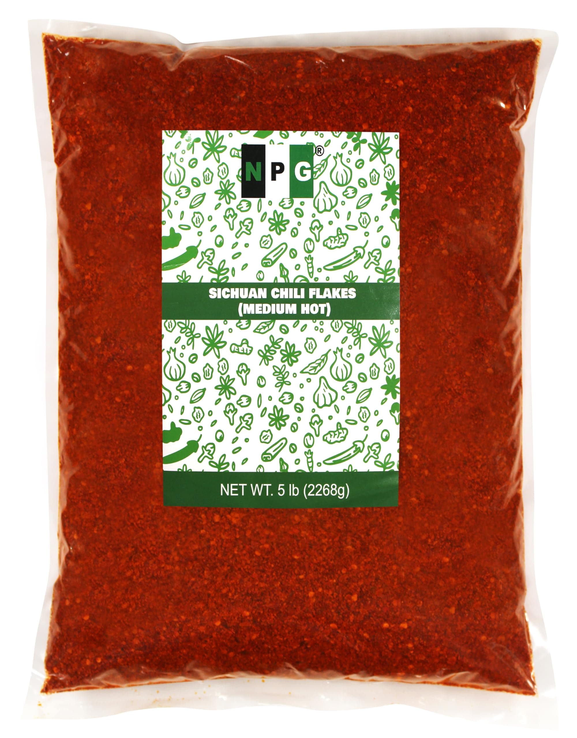 NPG Authentic Sichuan Chili Flakes 5 LB Bulk, Medium Hot, Szechuan Crushed Red Pepper Flakes Bulk, Essential Spice Seasoning for Making Kimchi, Chili Oil, Stir-fry, Pizza, Salads, and Tacos