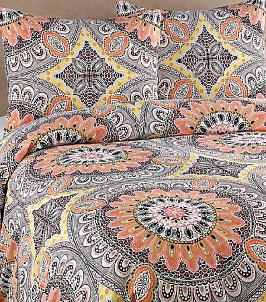 Agra Duvet Cover Set, King, Peach