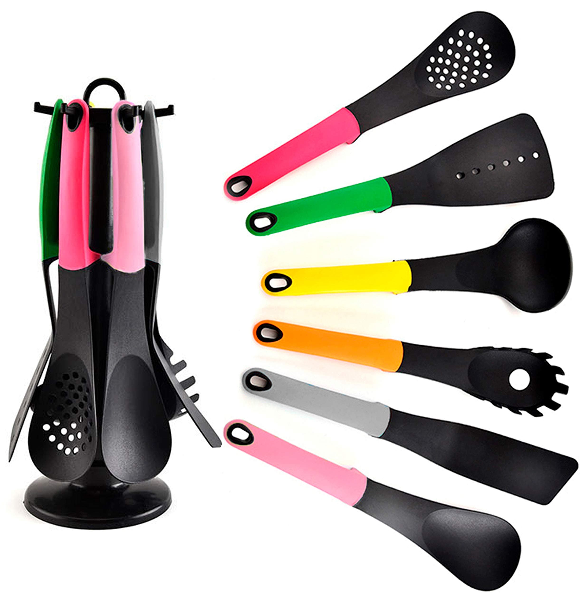 6 Piece Kitchen Utensils Set with Carousel Stand, Suitable for Non-Stick cookware, Non-Scratch and Dishwasher Safe