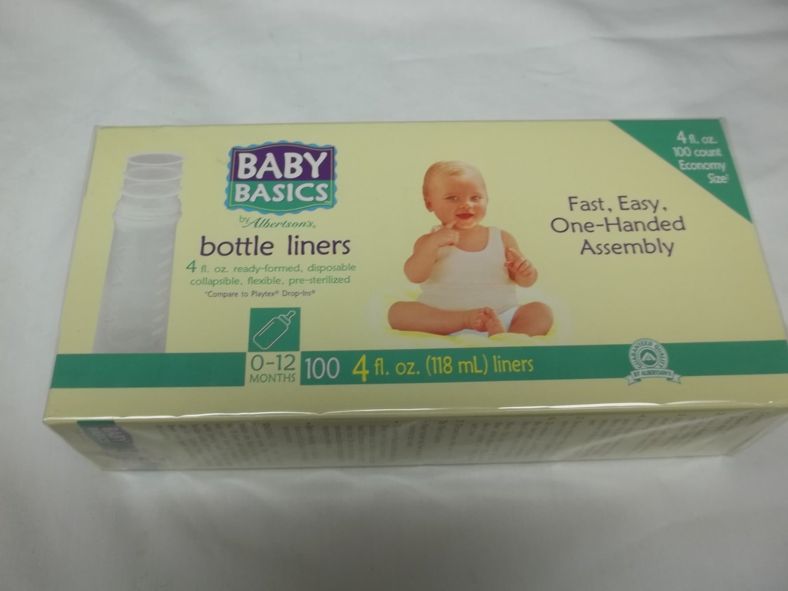 Baby Basice Bottle Liners - 4 oz, ready formed, disposable, collapsible, pre-sterilized