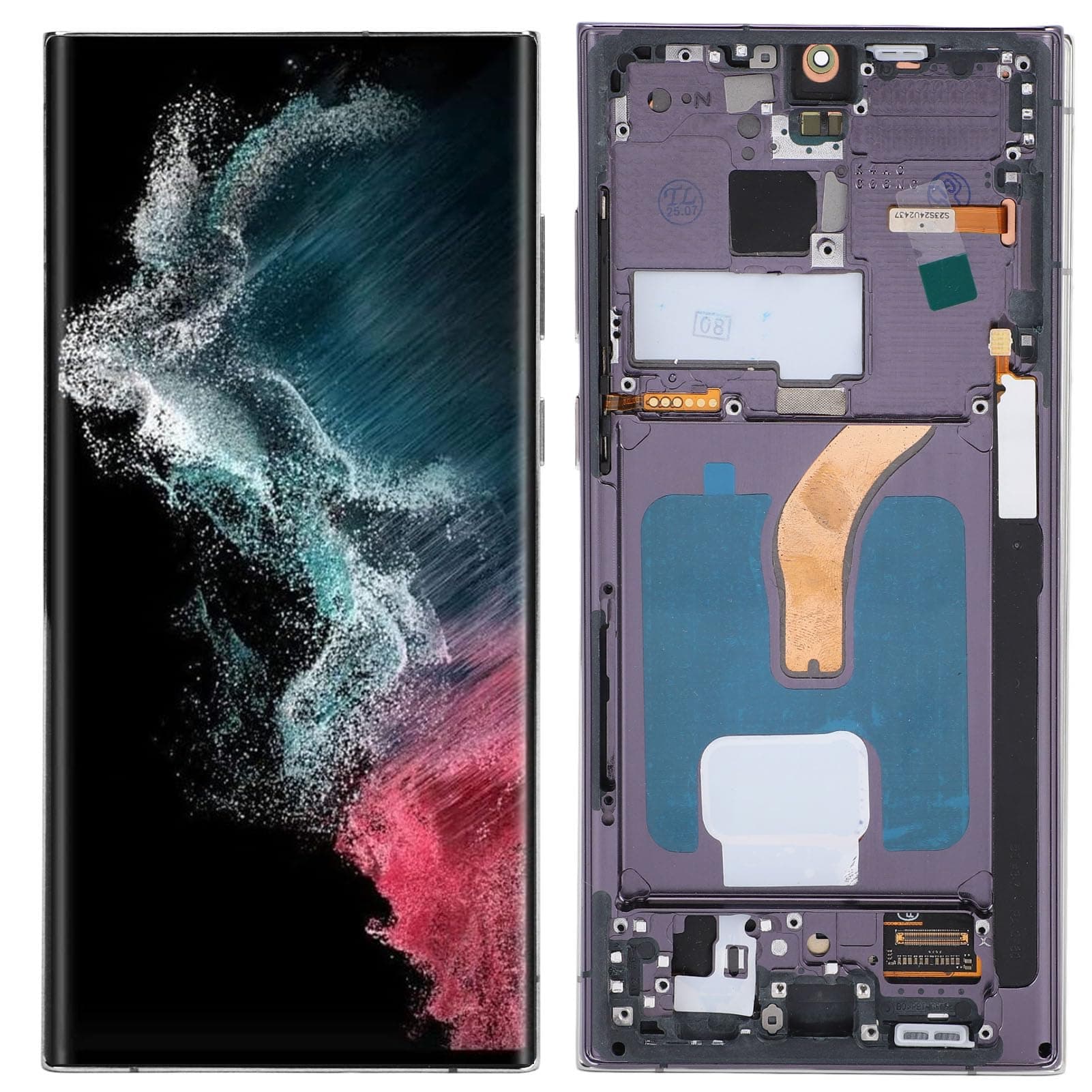 6.8 OLED for S22 Ultra, LED LCD Display Touch Screen Digitizer Assembly S22ultra 5G SM S908B, LCD Screen Replacement with Frame, EU International Version (Silver)