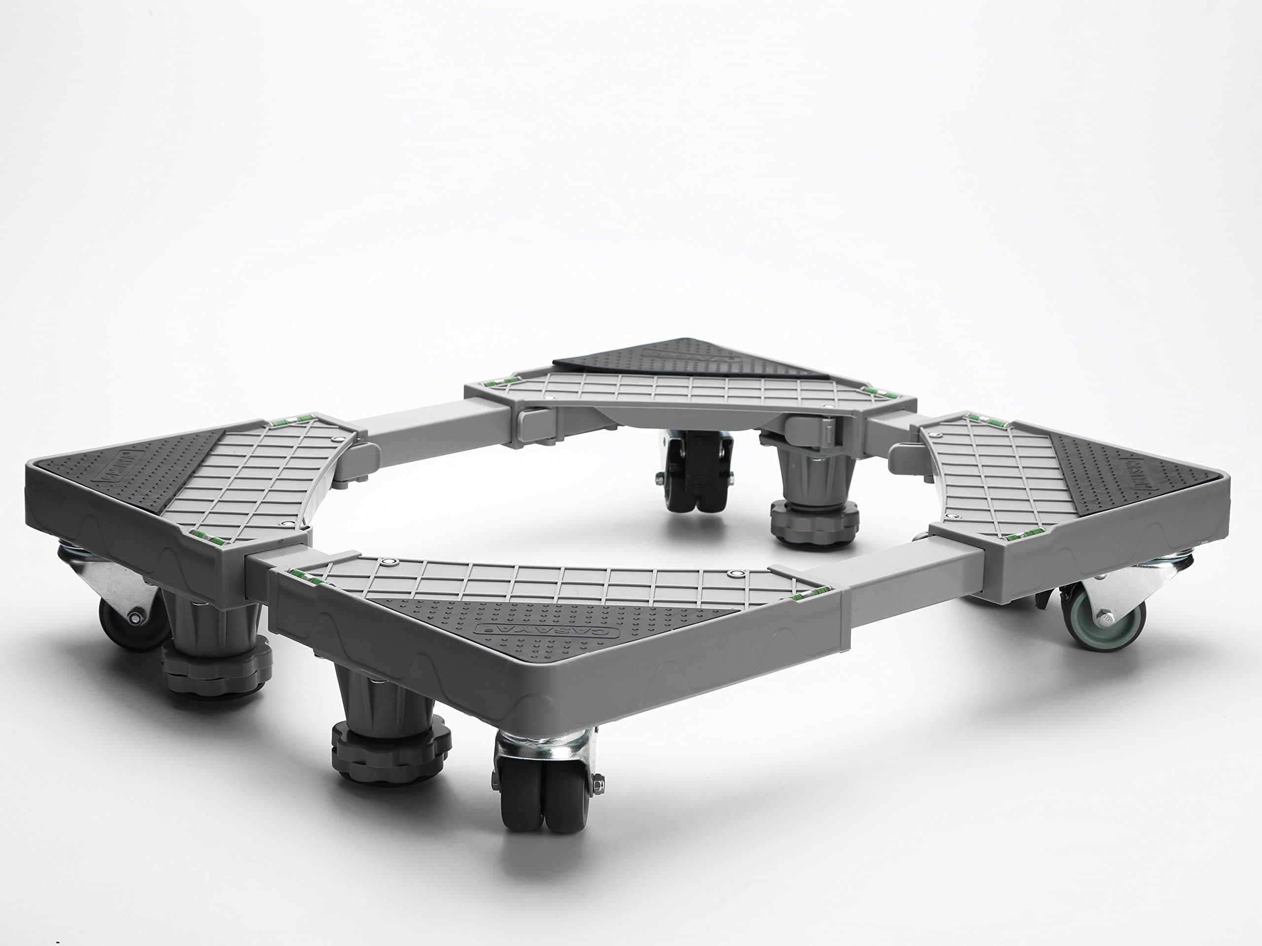 CASAYA Multi-functional Movable Adjustable Base with 8 Locking Rubber Swivel Wheels and 4 Feet Mobile Case Roller Dolly for Dryer, Washing Machine and Refrigerator