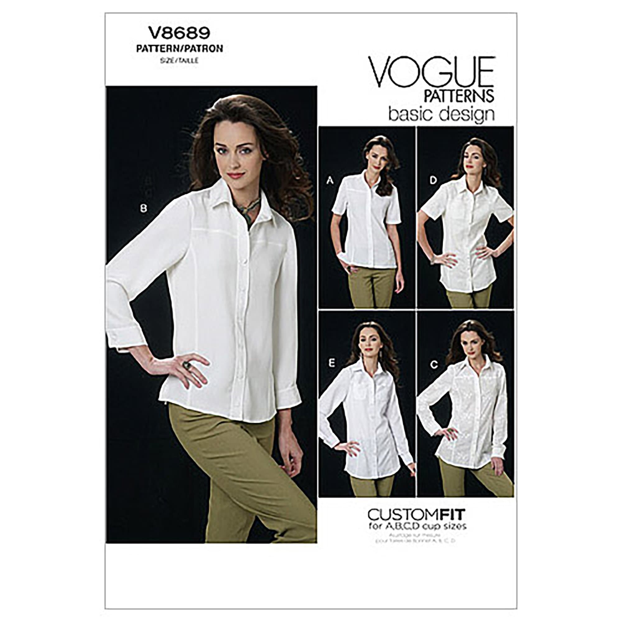 Vogue PatternsV8689 Size E5 14-16-18-20-22 Misses' Shirt