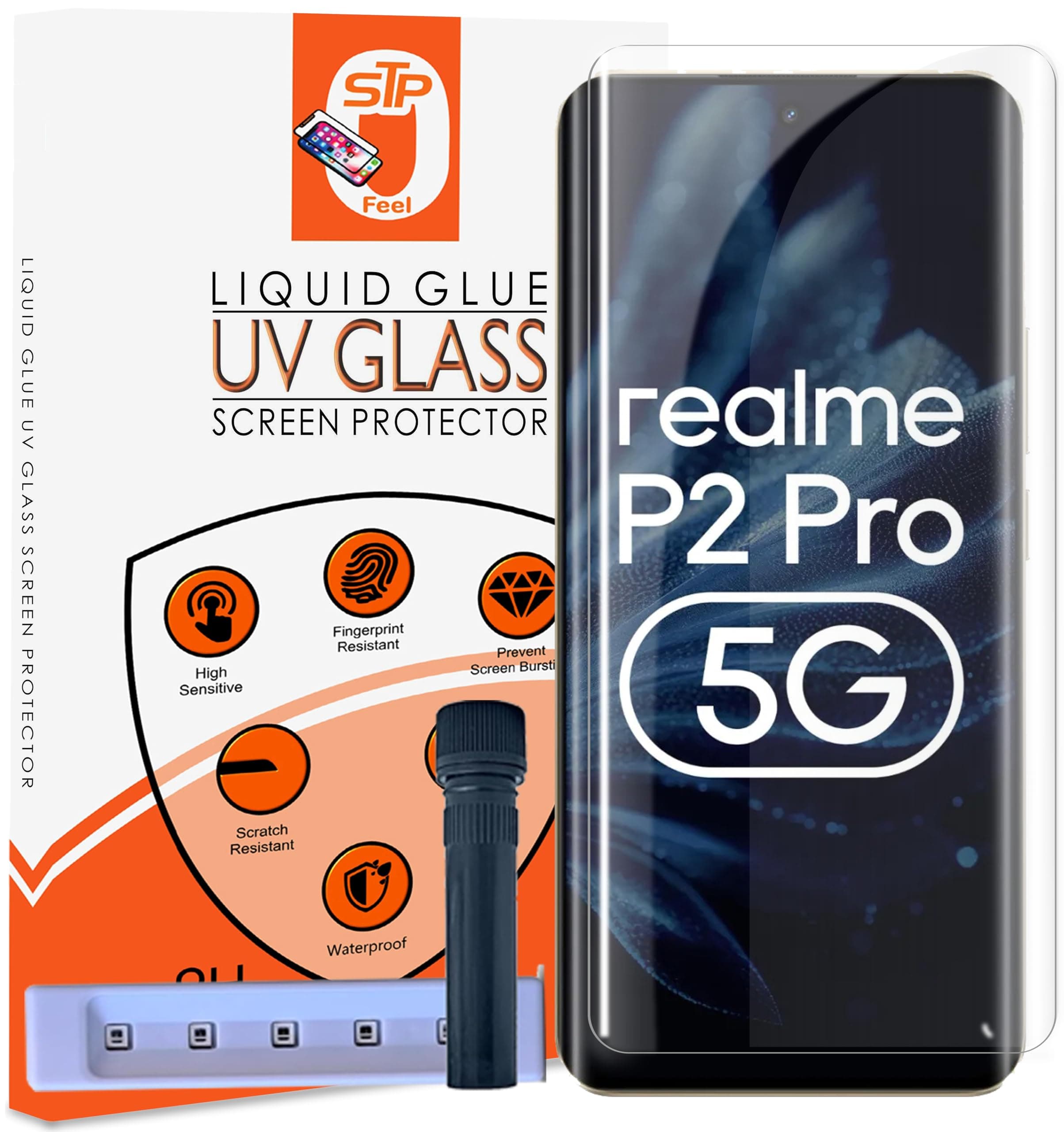 UV HD+ Tempered Glass Screen Protector Guard Compatible For Realme P1 Pro 5G / P2 Pro 5G (6.67 Inch, Pack of 1) Full Adhesive UV Curved Case Friendly HD Clarity with easy installation kit