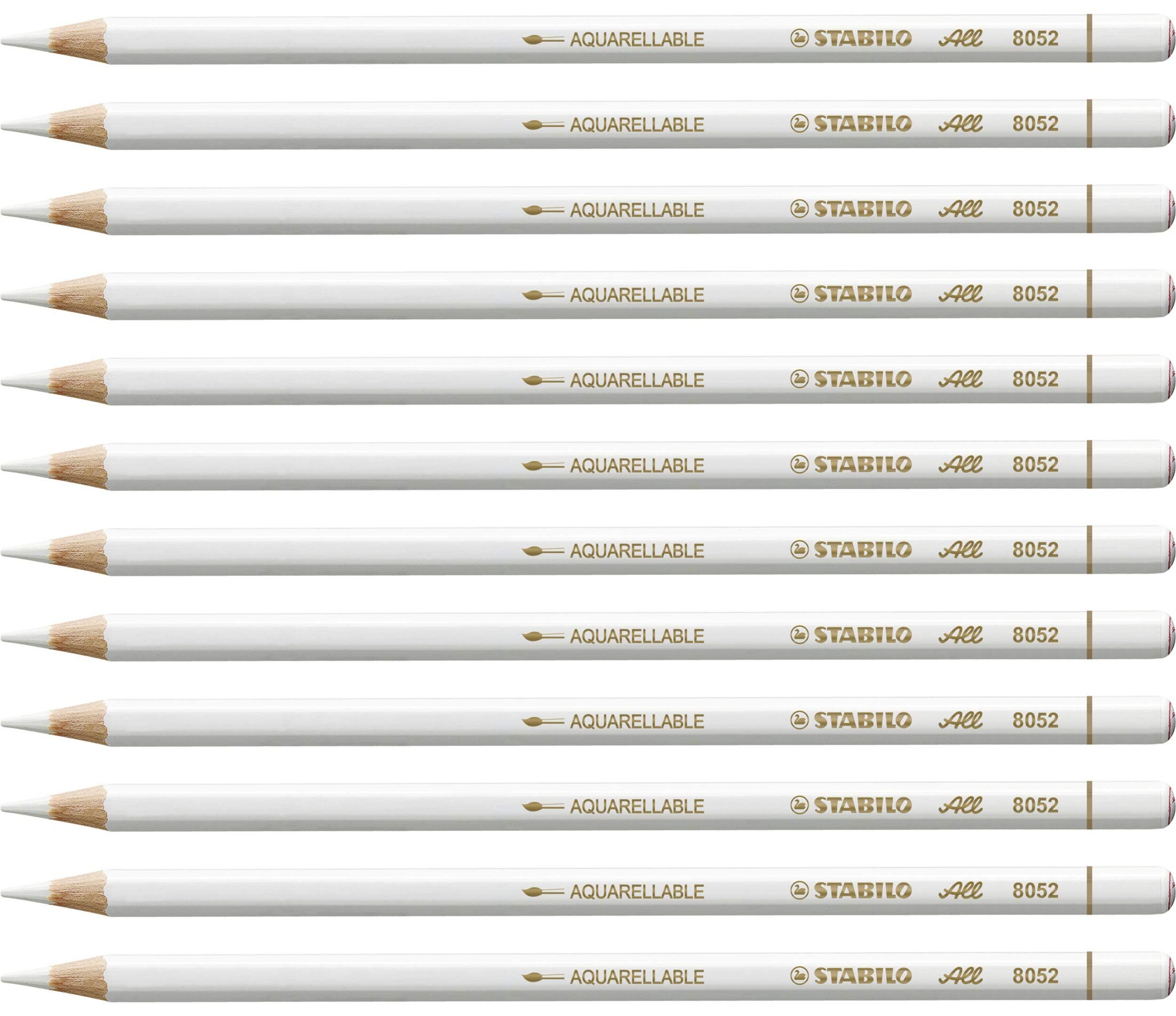 8052 All Coloured Pencil Crayons for Almost All Surfaces, 3.3 mm, White, Pack of 12