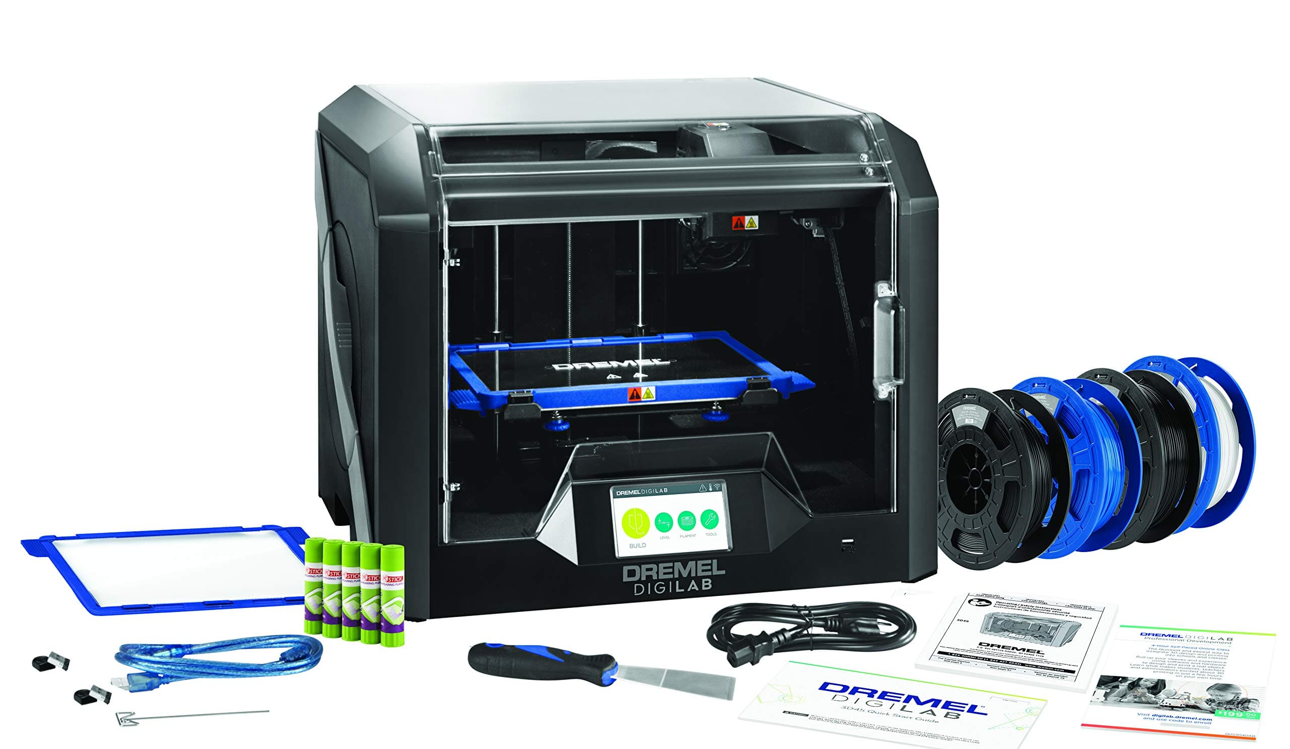 Dremel - 3D45-EDU DigiLab 3D45 Award Winning 3D Printer w/extra supplies, 30 Lesson plans, PC & MAC OS, Chromebook, iPad Compatible, Built-in HD Camera, Heated Build Plate