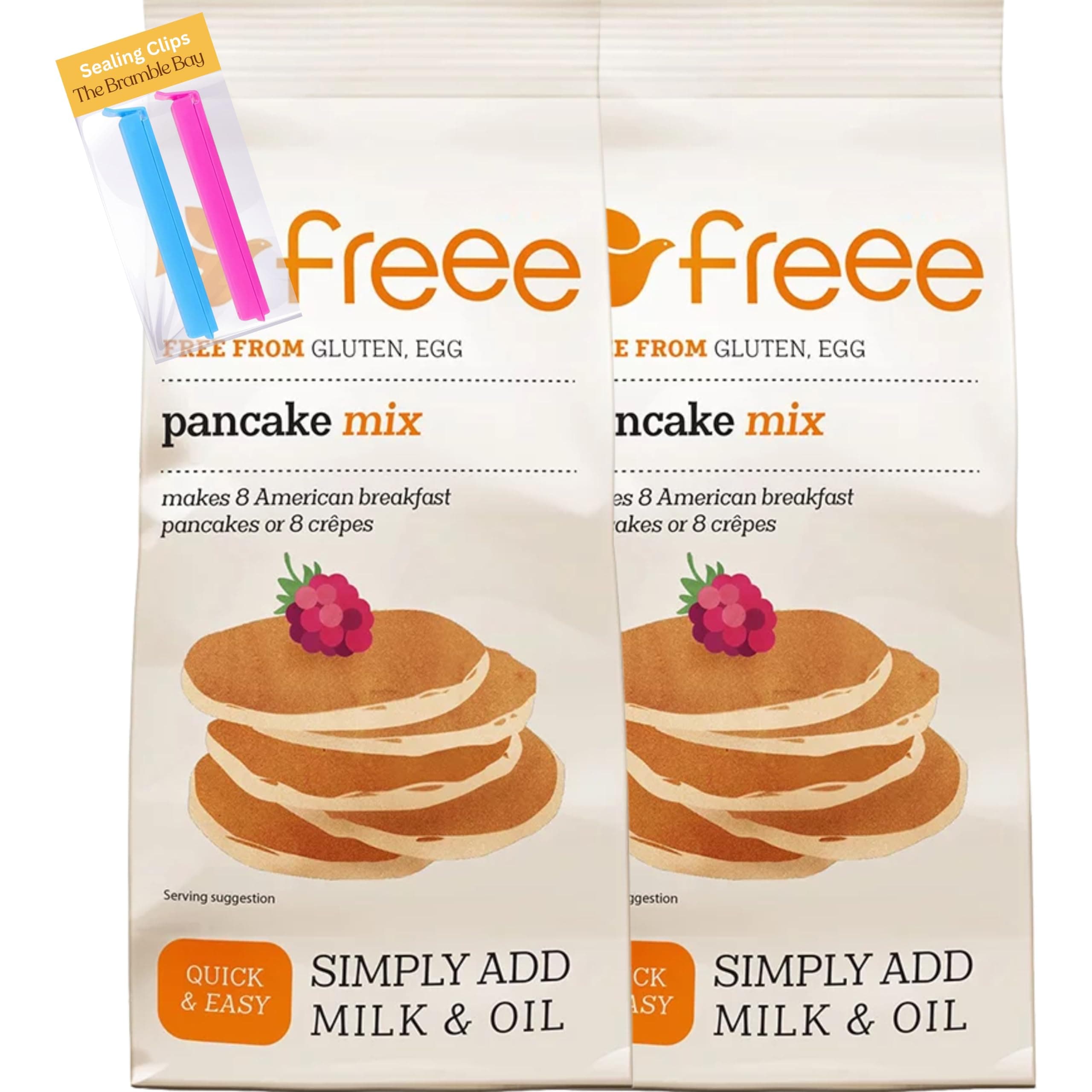 Gluten Free Pancake Mix Bundle includes 300g x2, Sealing Clips x2