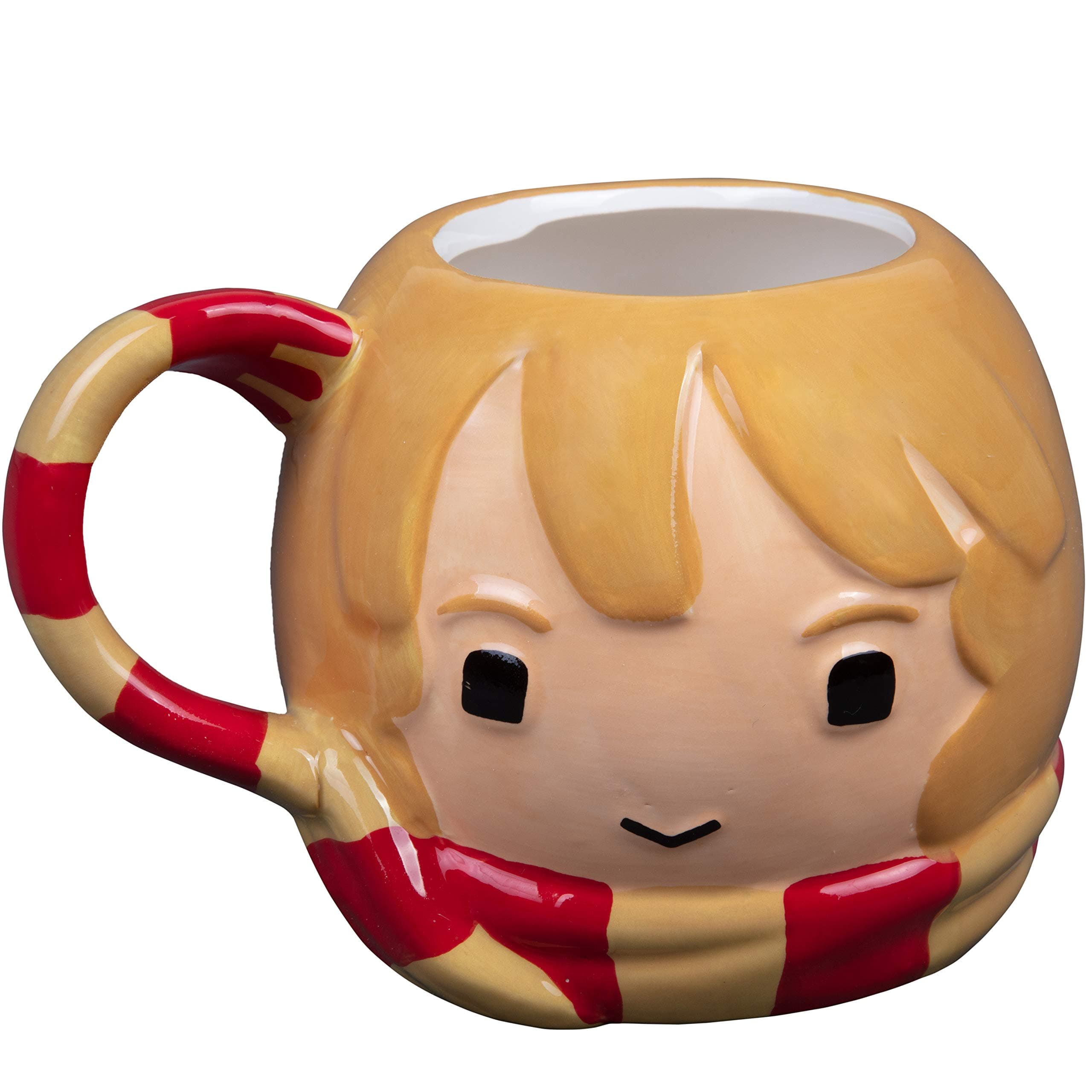 Harry Potter Ron Figural Ceramic Coffee Mug - Cute Chibi Design with Gryffindor Scarf Handle - 24 oz