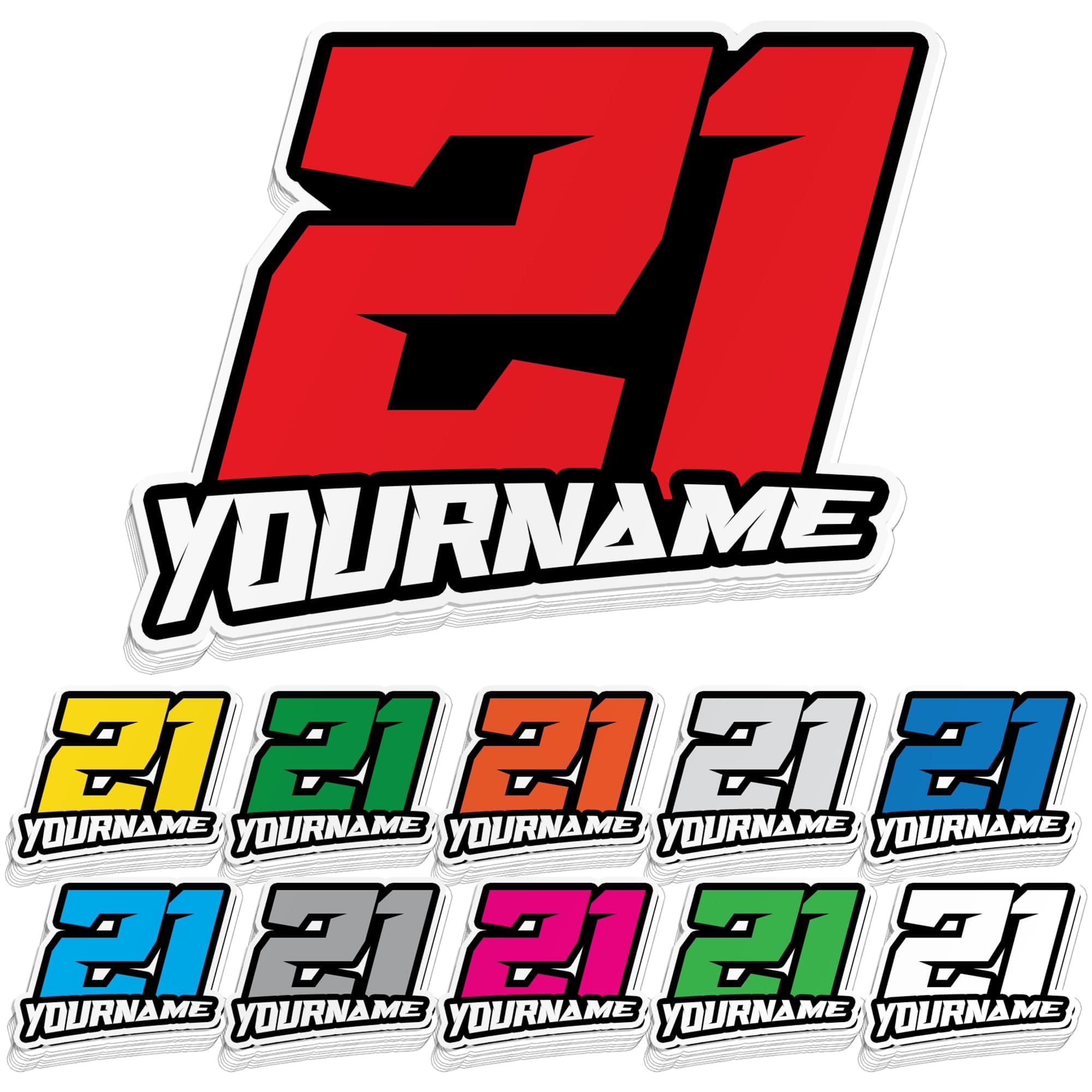 Personalized Custom Racing Sticker Personalized Number with Name Car Sticker Race You Pick Your Number Name Sizes & Colors Stickers Waterproof Hard Hat Sticker Birthday Party Stickers Kids Cute