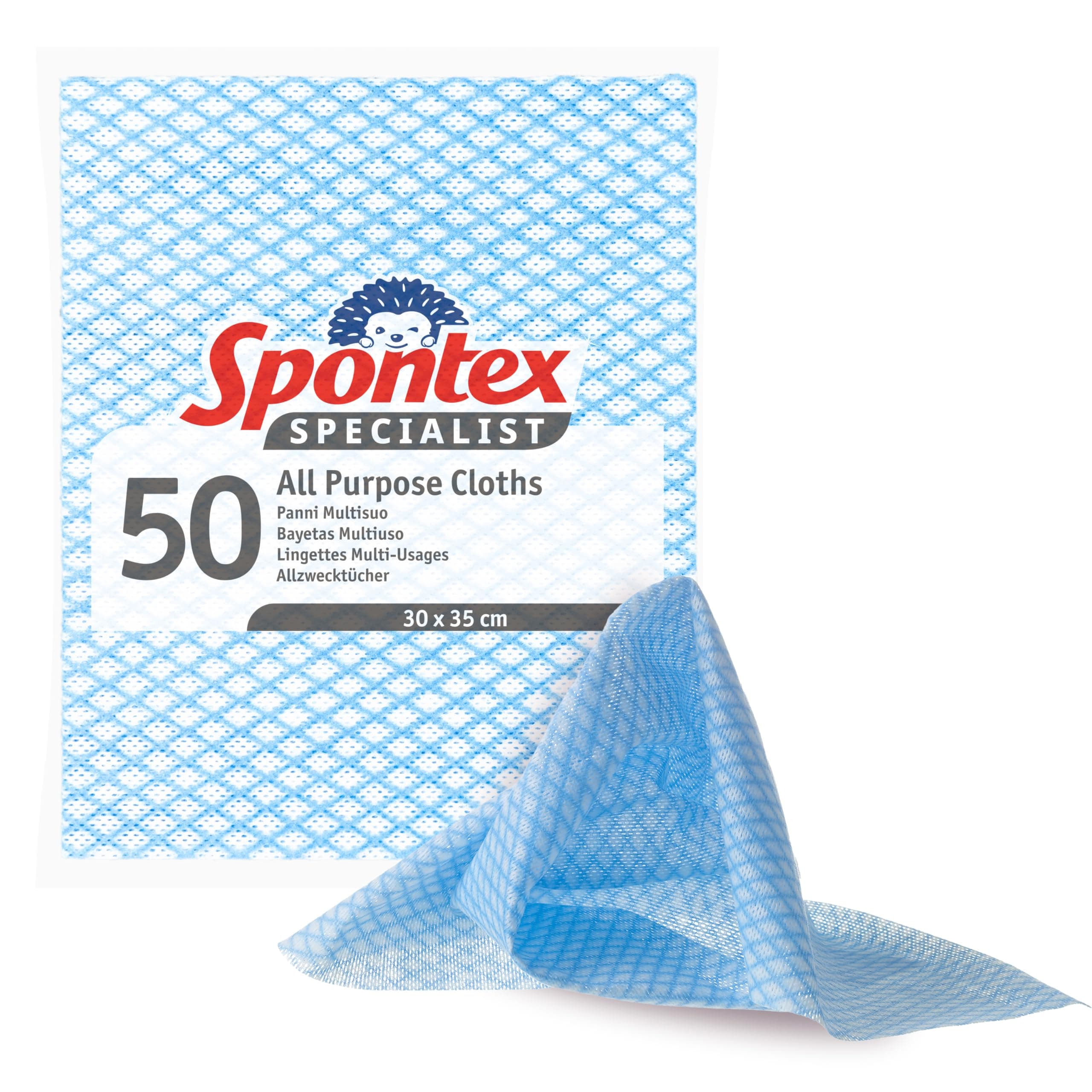 Spontex Specialist All Purpose Cleaning Cloths | Versatile & Reusable Dish Cloths for Professional Cleaning | Wet & Dry Use | 50 Pack