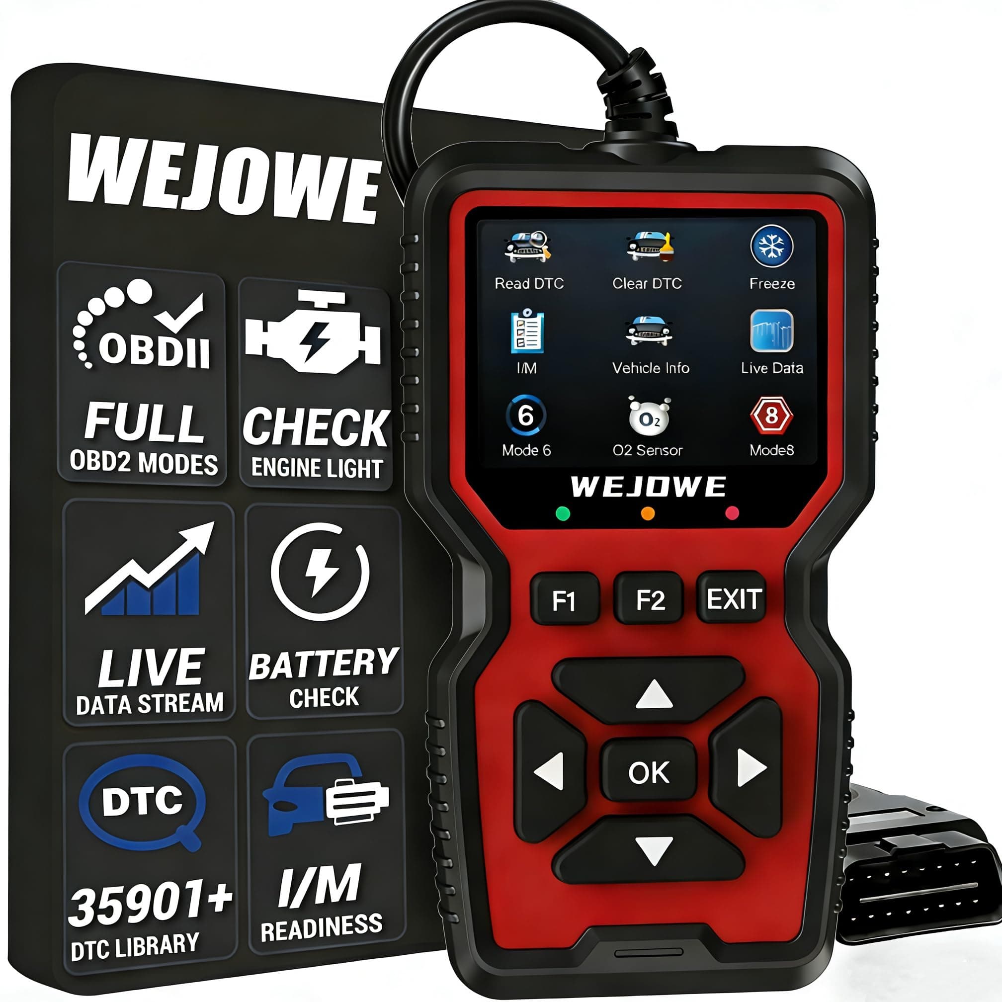 WJ519 Professional OBD2 Scanner Diagnostic Tool, Check Engine Code Reader OBD2 Scanner with Reset, Auto Check Engine Light Car Diagnostic Scan Tool for All OBDII Car After 1996, 2026 Upgraded