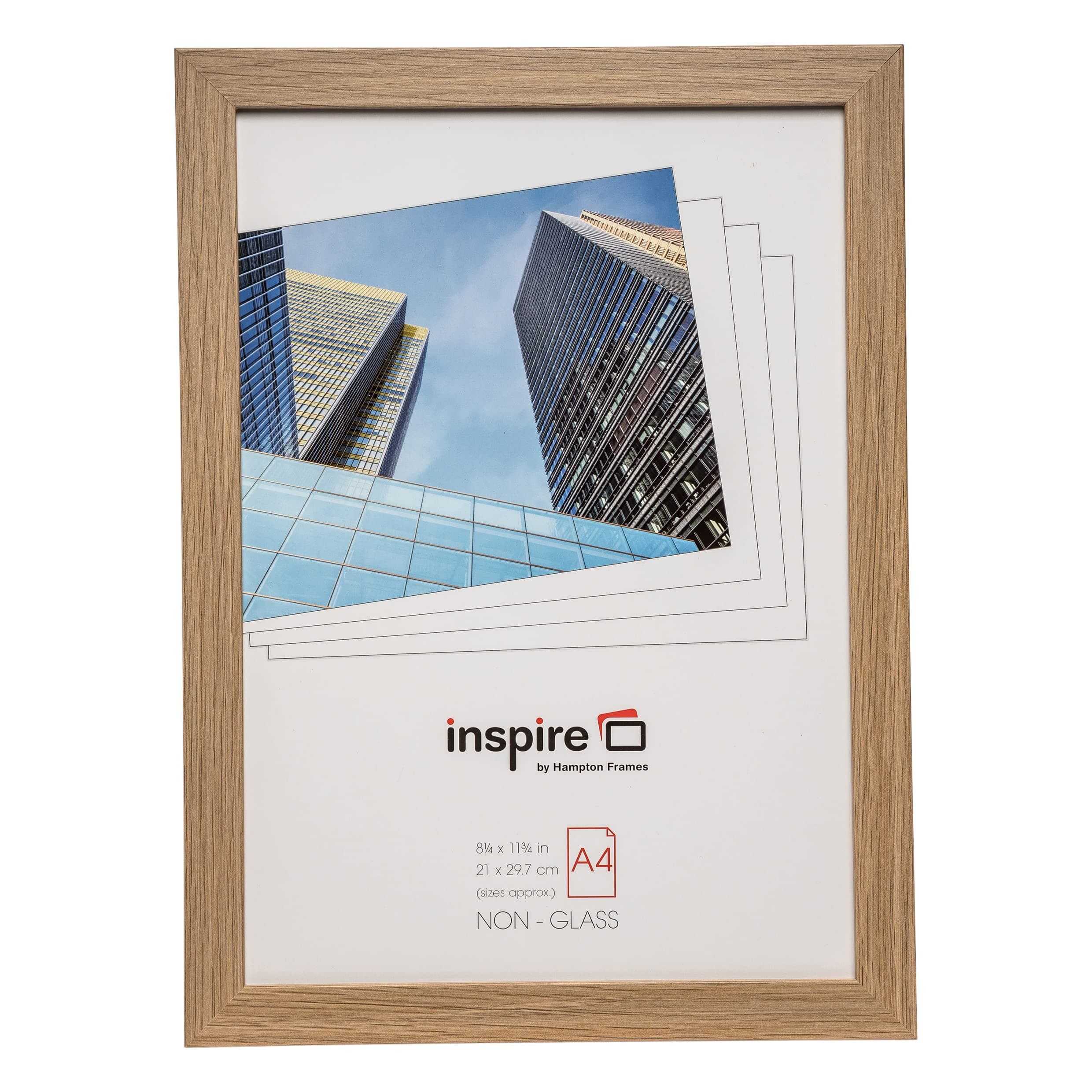 Hampton Frames | Sorbonne Poster Photo Frame A4, Brown, Wood Effect, Acrylic Front | Display Portrait or Landscape, Wall Mount or Freestanding | Home or Office Decor