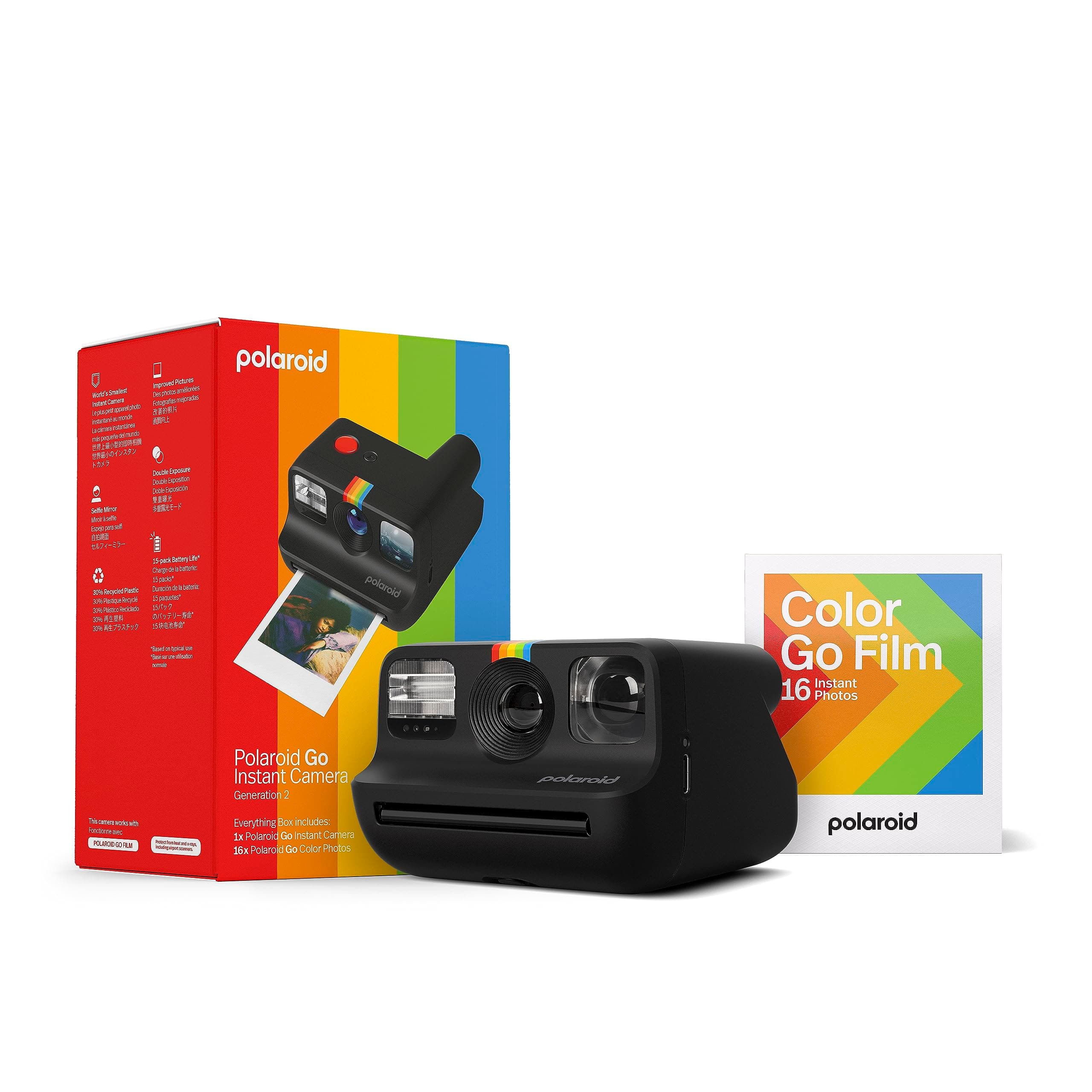 Go Generation 2 - Mini Instant Camera + Film Bundle (16 Photos Included) - Black (6280)