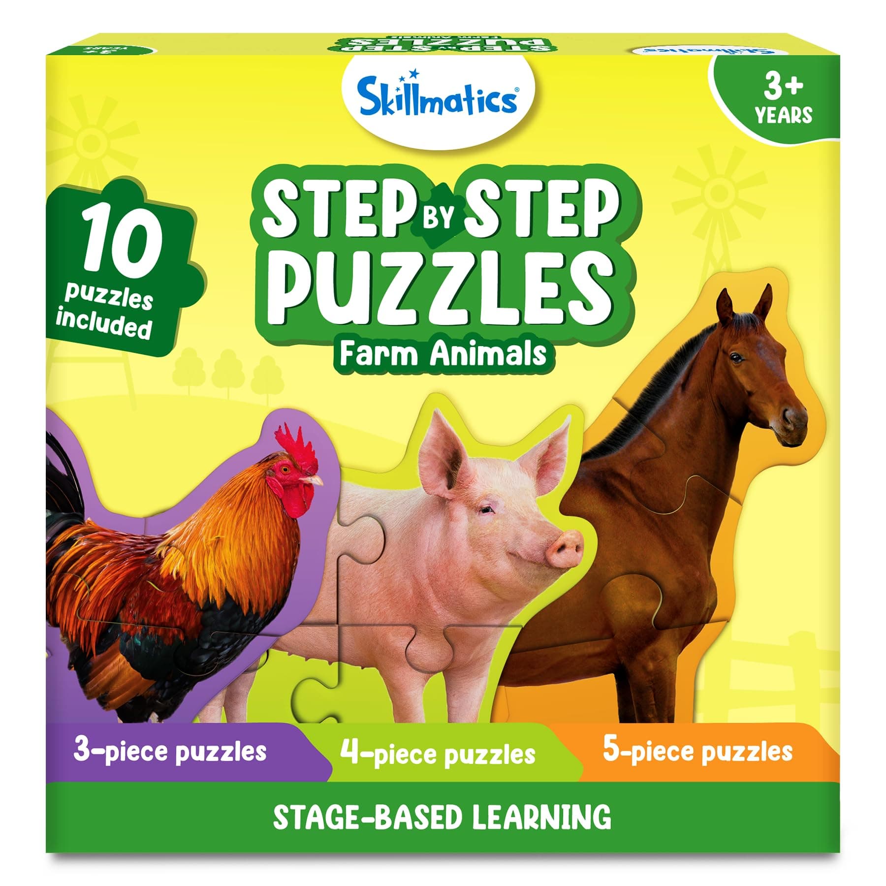 Step by Step Puzzles - 40 Piece Jigsaw & Toddler Puzzle, Montessori Educational Toy for Boys & Girls, Farm Animals, Travel Friendly, Gifts for Kids Ages 3, 4, 5 and Up