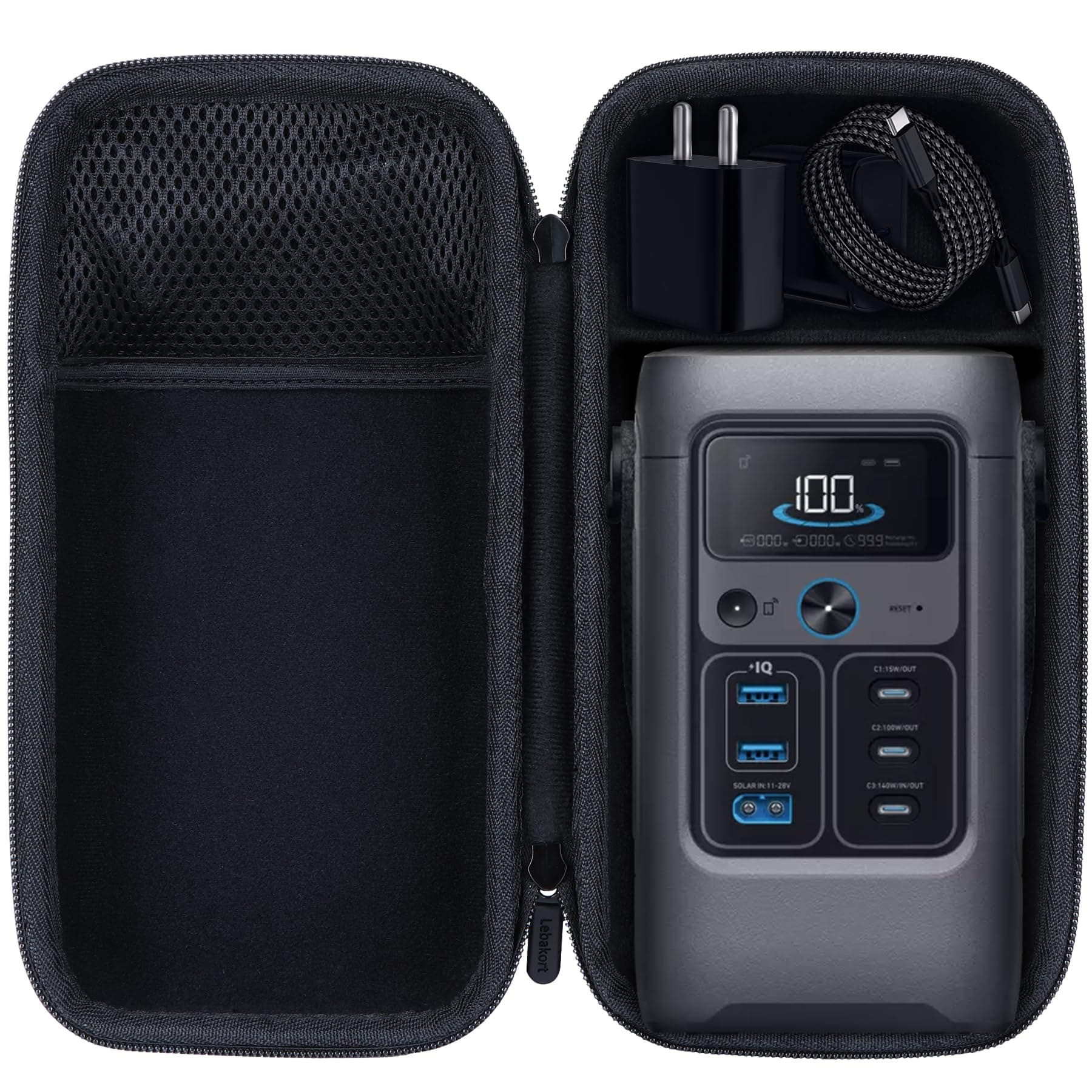 Anker Solix C300 DC / C300 / C200 DC / C300 Portable Power Supply Fits Lebakort Storage Case, gray